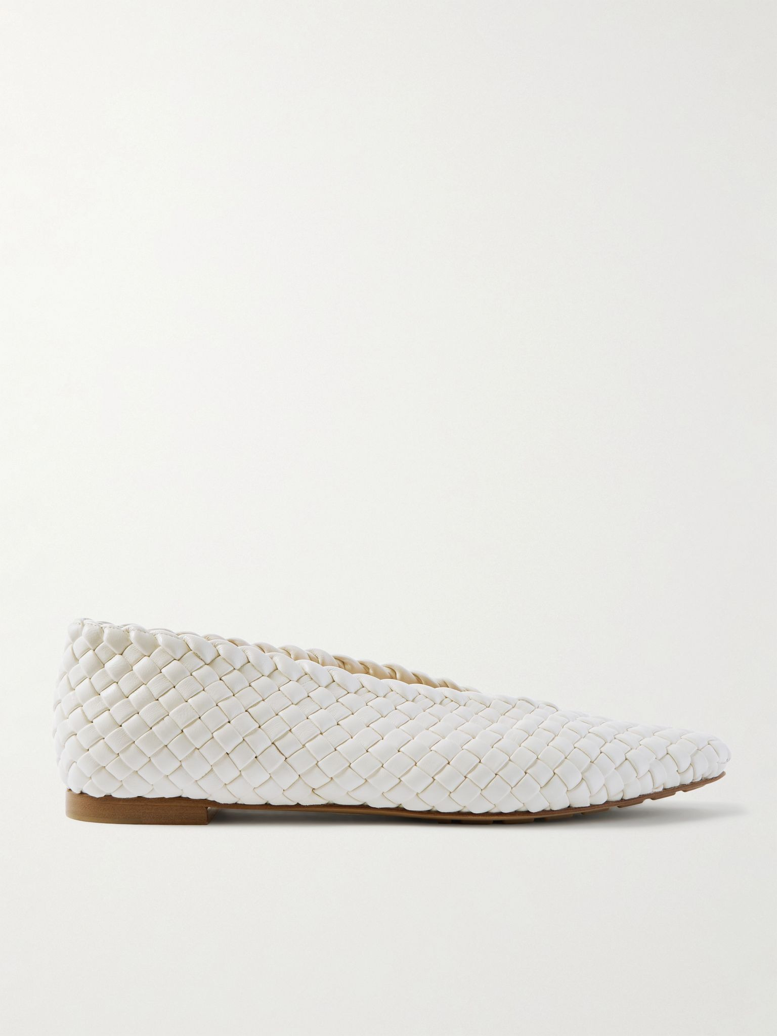 Sofia intrecciato leather point-toe flat White - 1