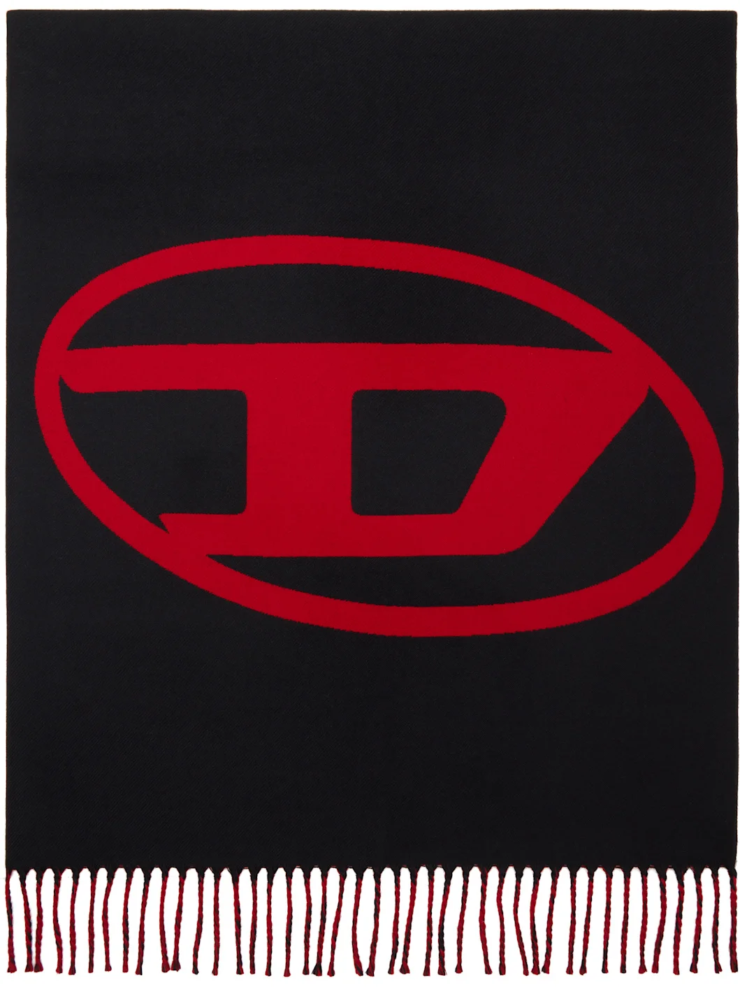 Black & Red Reversible Two Tone Wool Scarf - 1