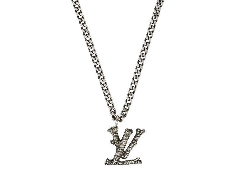 Louis Vuitton LV Wood Necklace Aged Silver 1