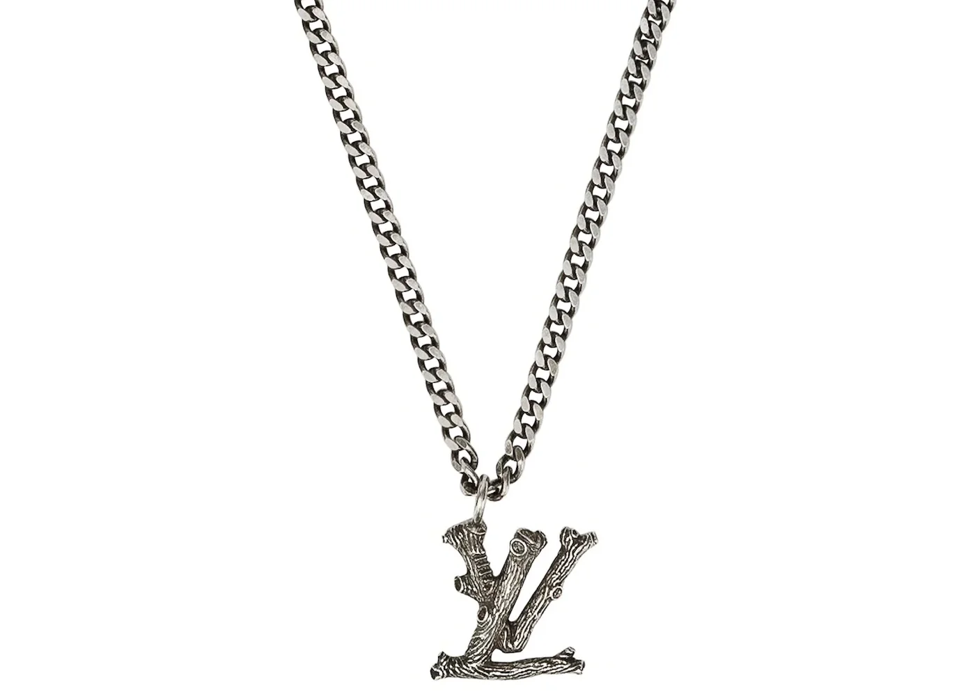 Louis Vuitton LV Wood Necklace Aged Silver - 1