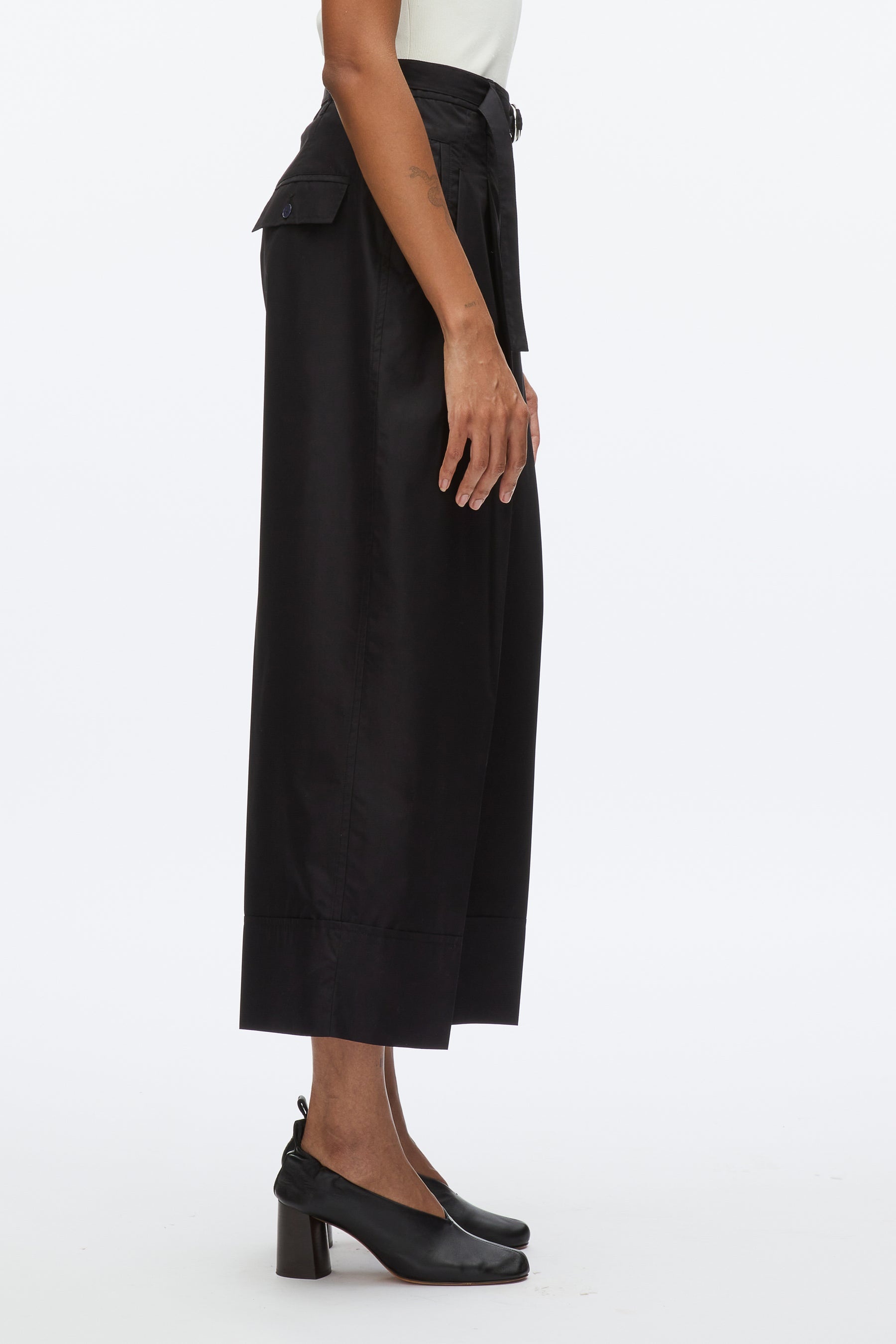 Double Pleat Wide Cropped Pant - 3