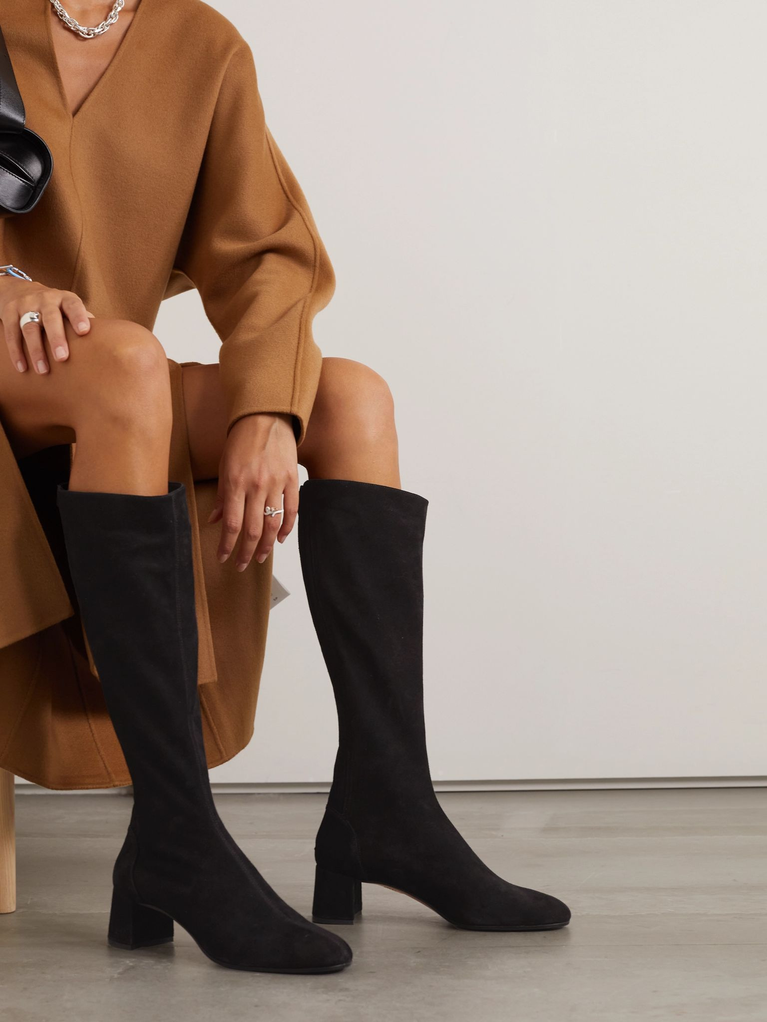Saint Honore suede knee boots Black - 2