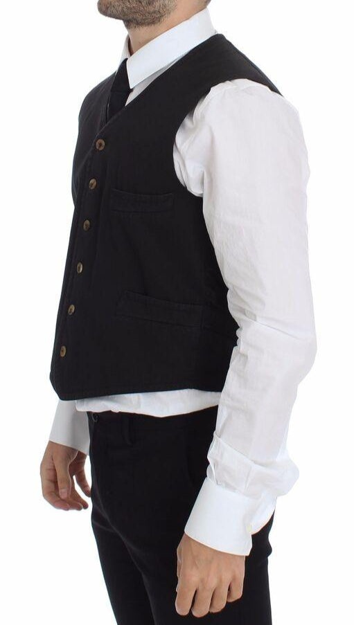 Dolce & Gabbana Black Cotton Viscose Dress Vest Blazer - 3