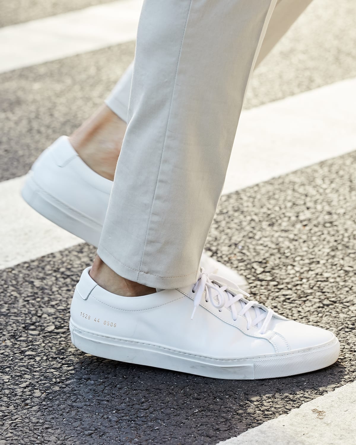 Men's Achilles Leather Low-Top Sneakers, White - 5