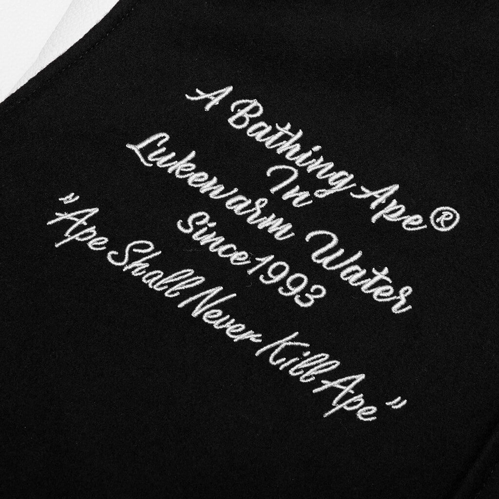 EMBROIDERY VARSITY JACKET - BLACK - 4