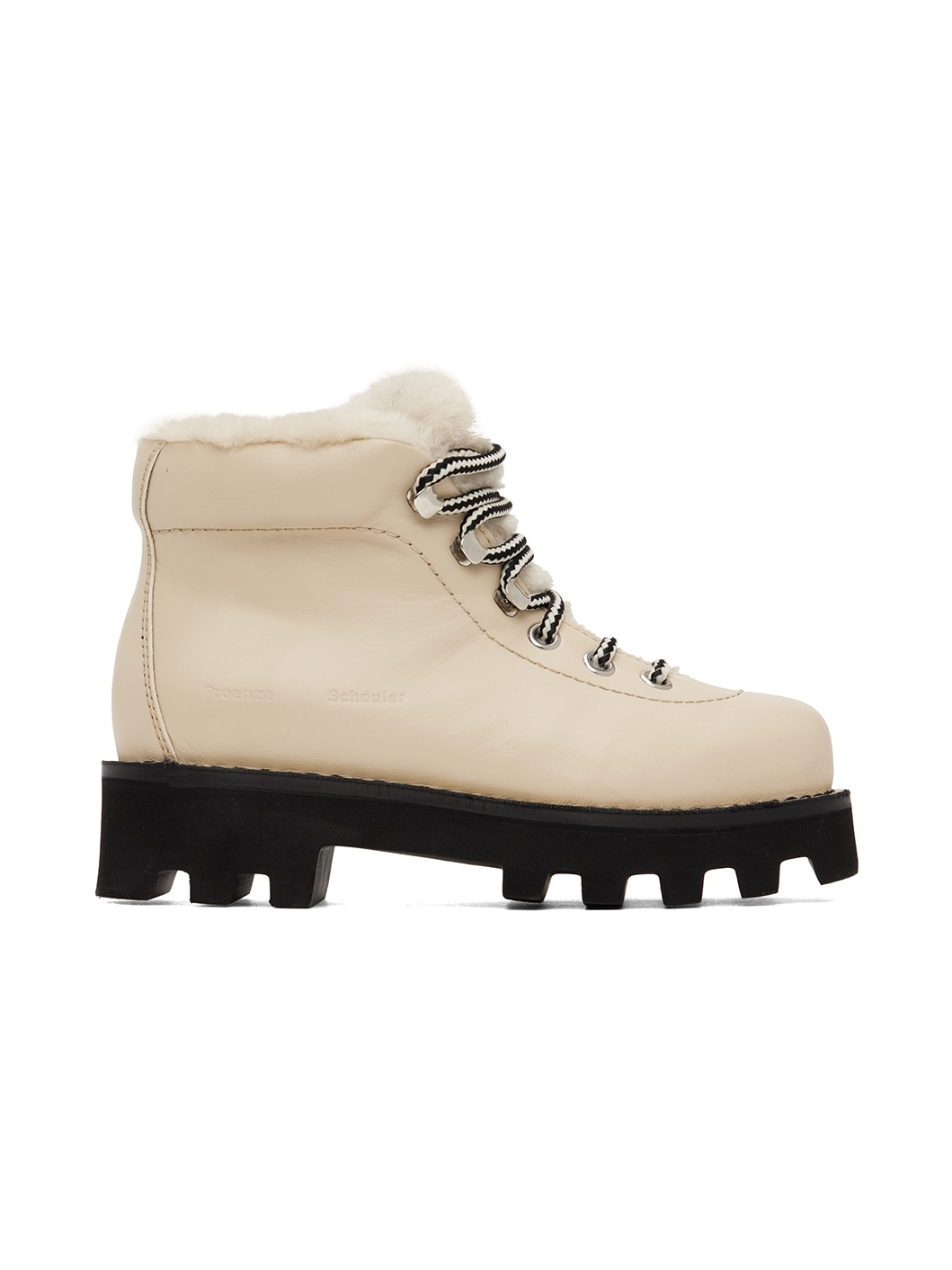 Beige Shearling Hiking Boots - 1