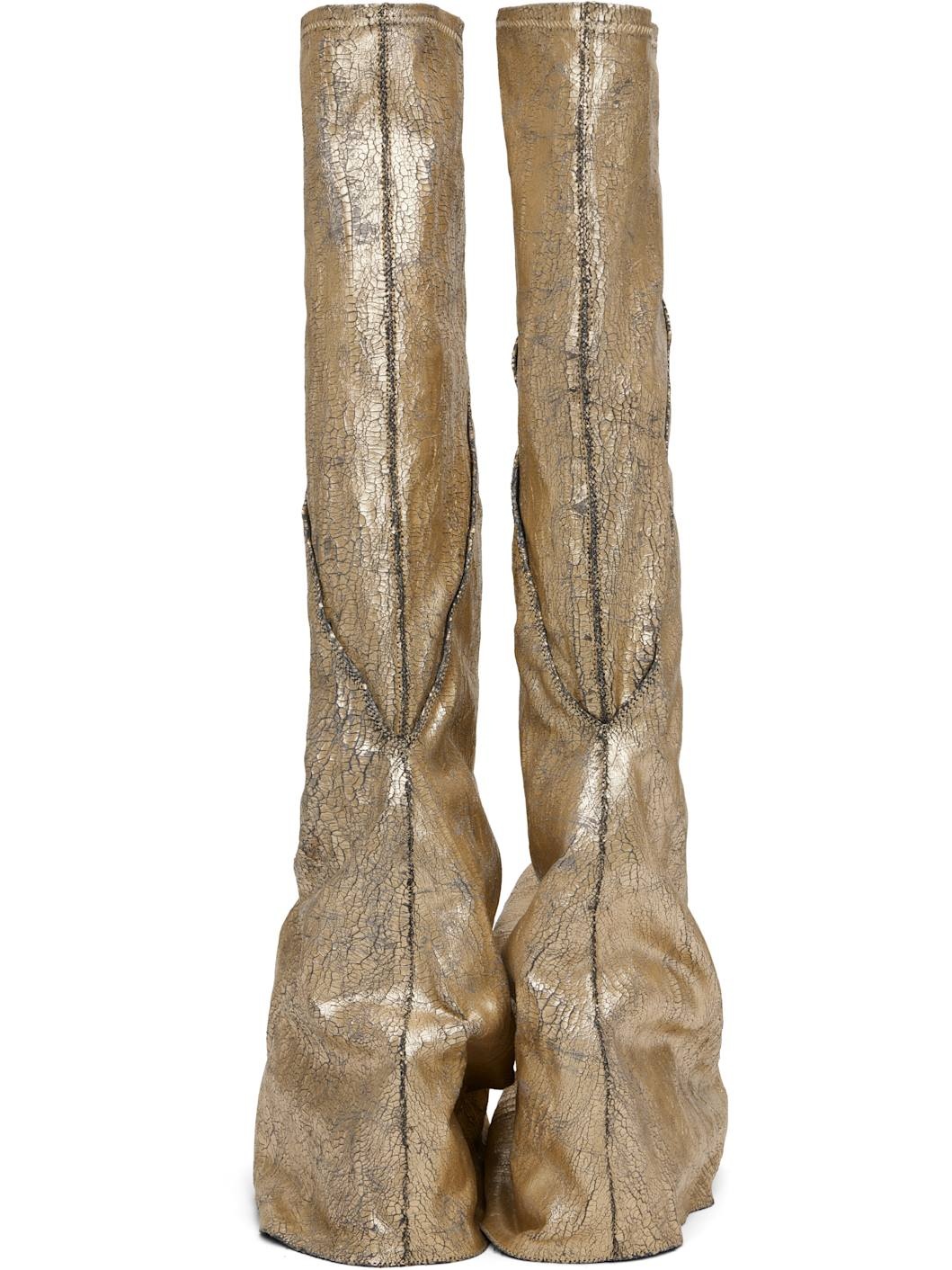 Gold Hollywood Fetish Tall Boots - 2