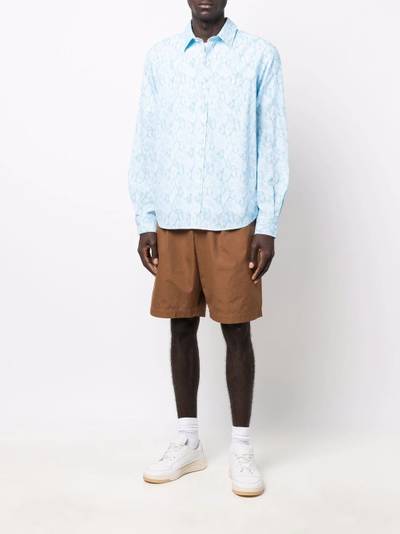 KENZO Blurred Flowers-print seersucker shirt outlook