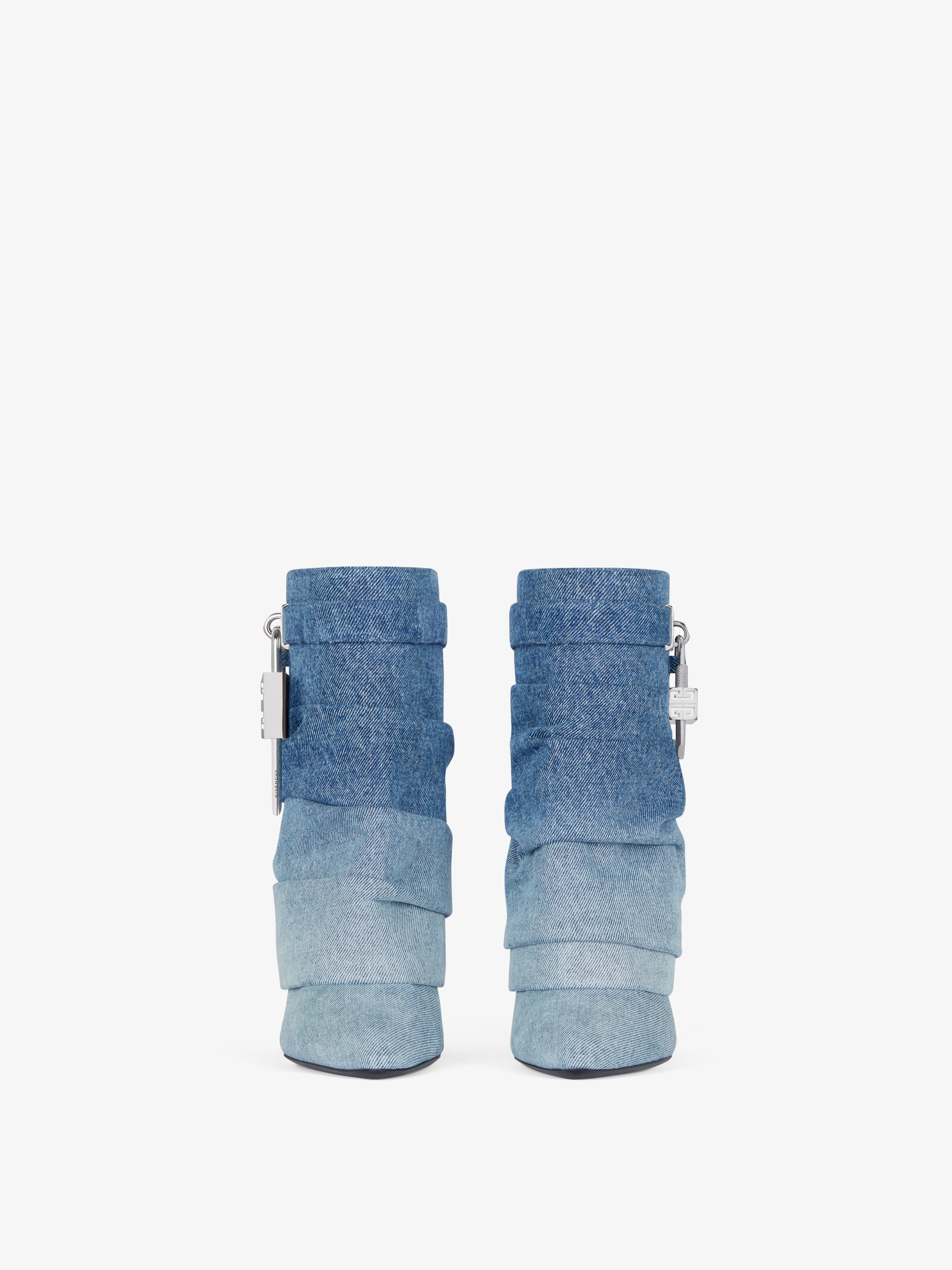 SHARK LOCK STILETTO ANKLE BOOTS IN GRADIENT DENIM - 3