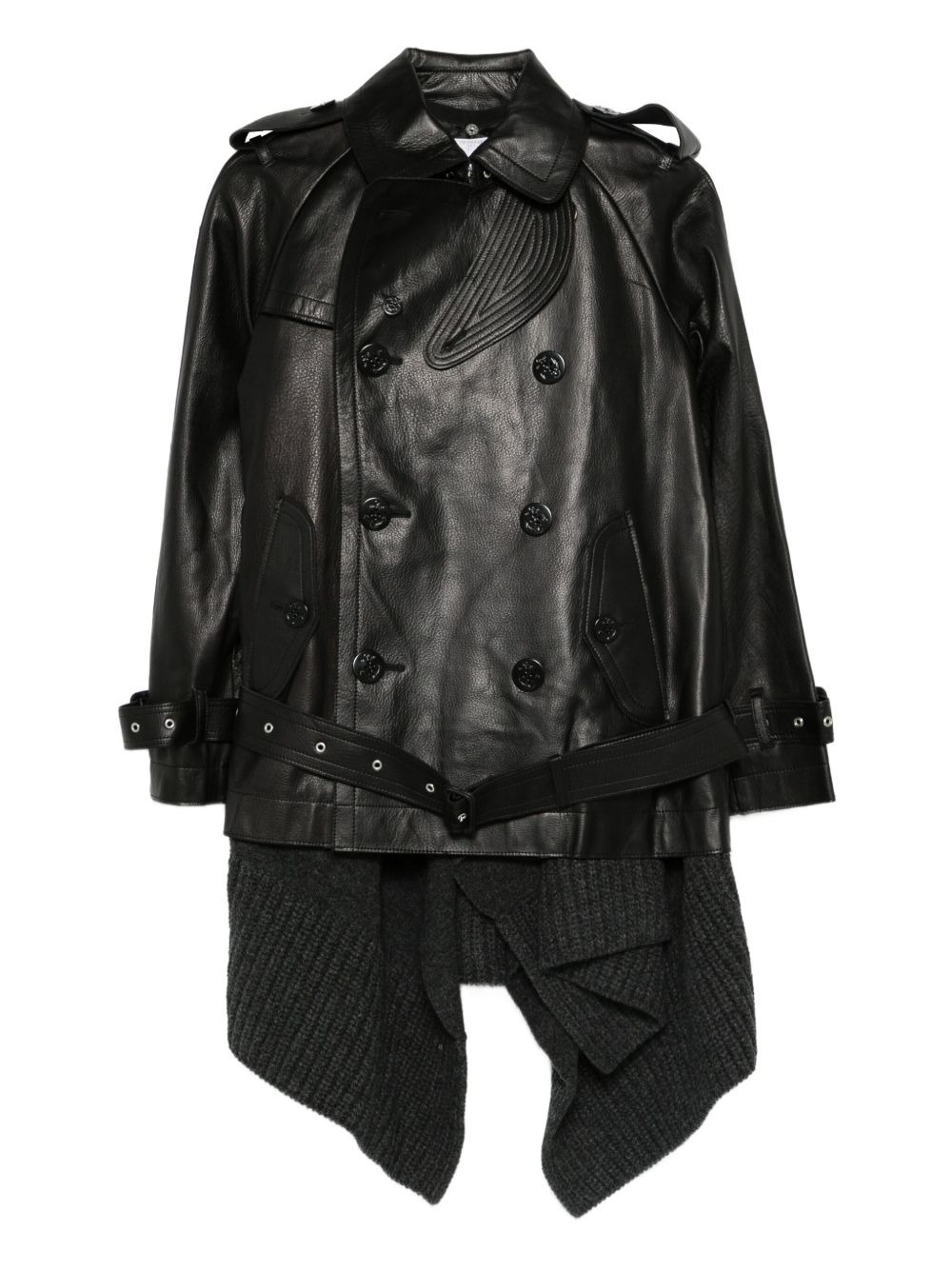 double-breasted leather jacket - 1