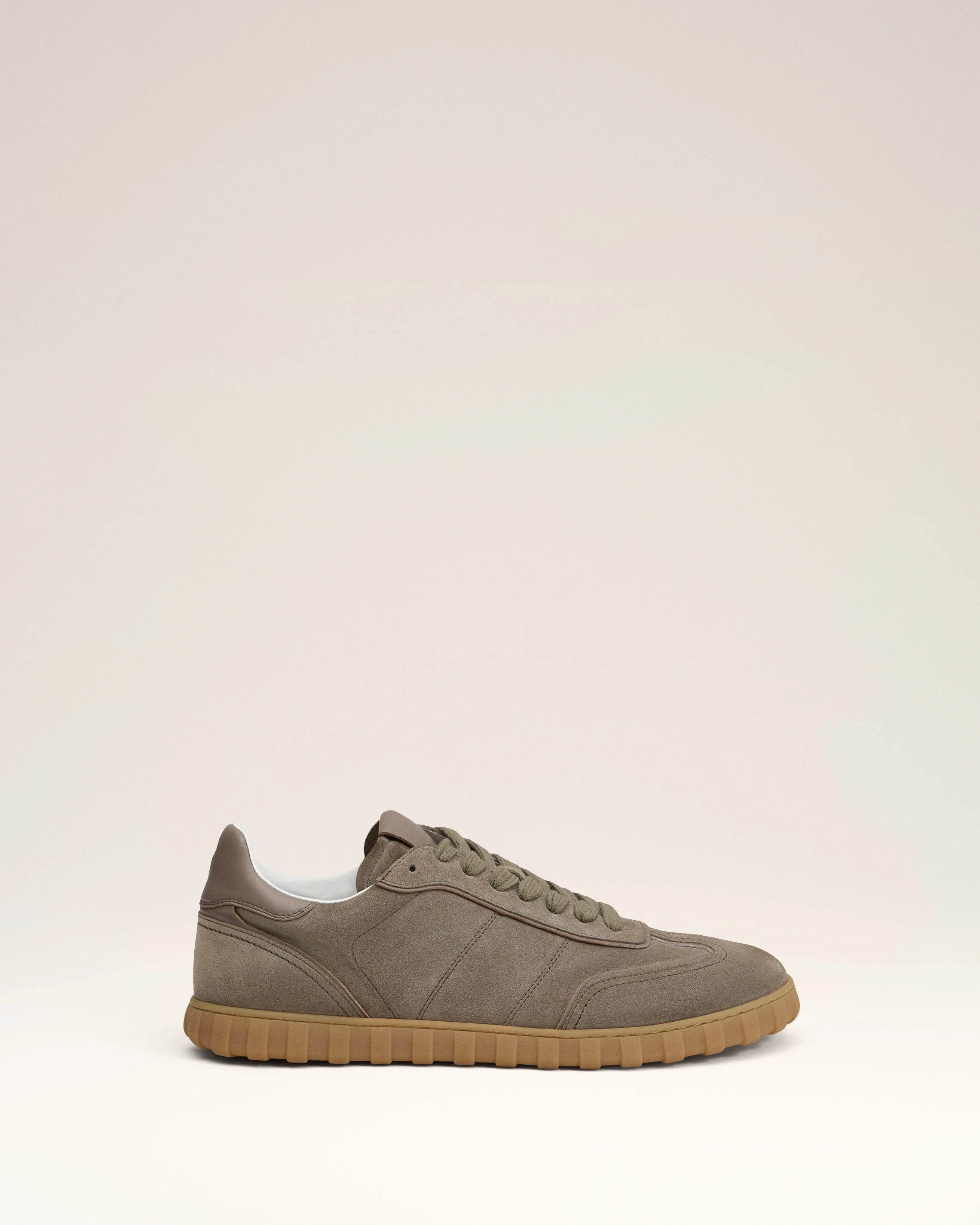 BEIGE LEATHER LOW TOP STEP SNEAKERS - 1