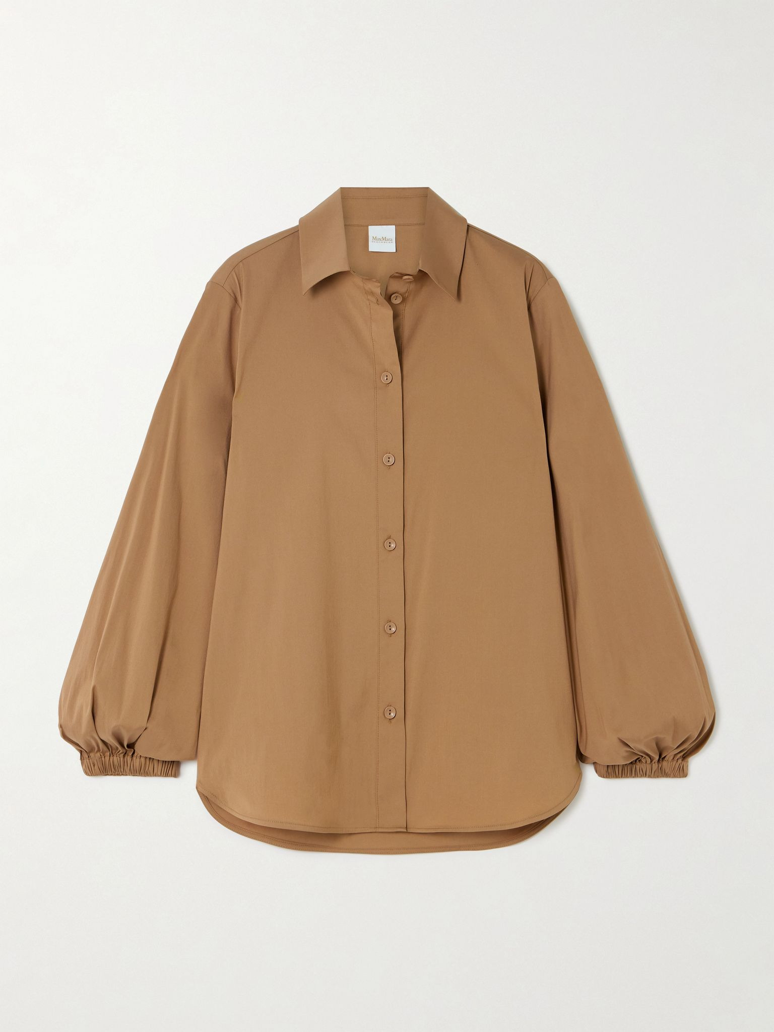 Panda cotton-blend sateen shirt Brown - 1