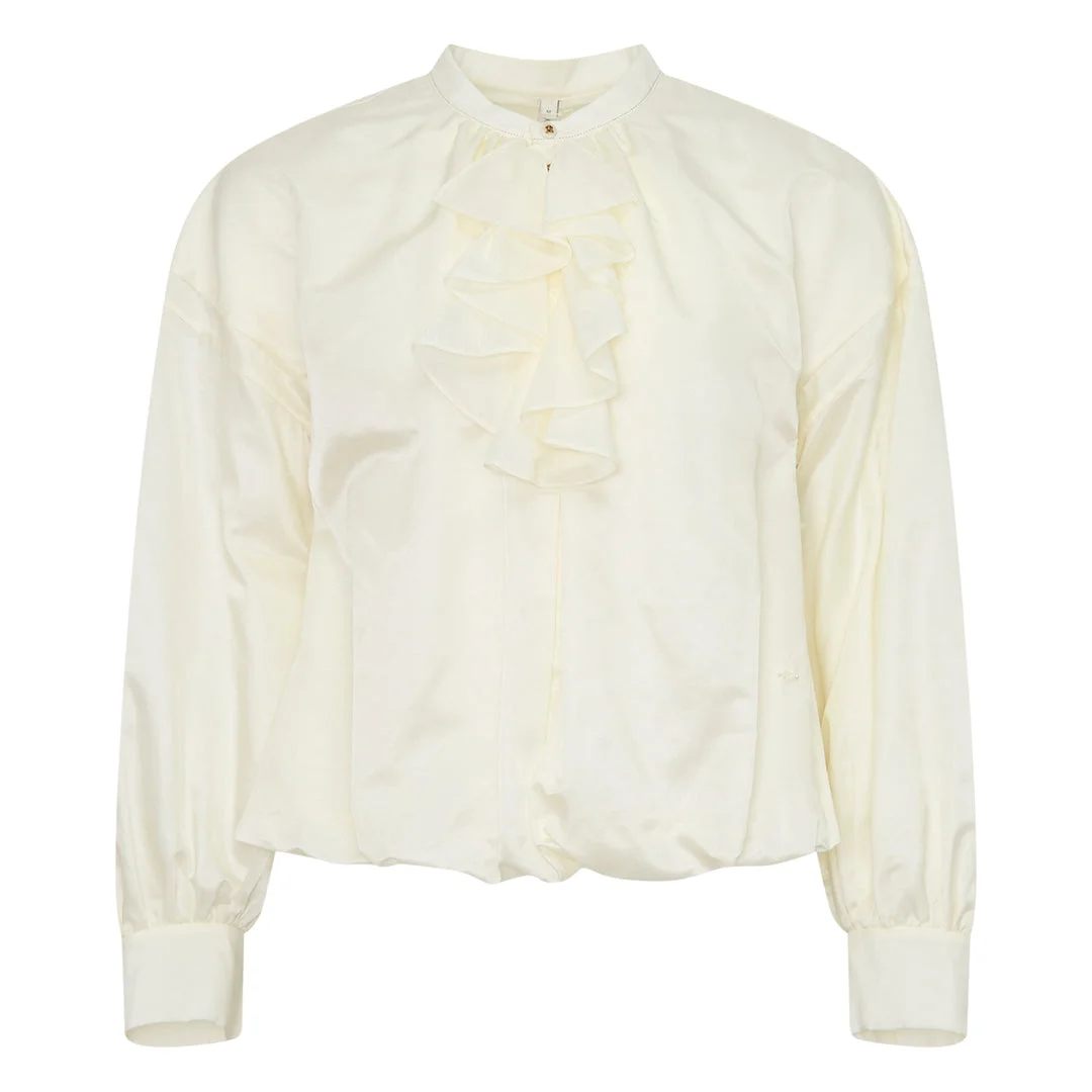 Long Sleeve Ruffle Front Blouse - 1