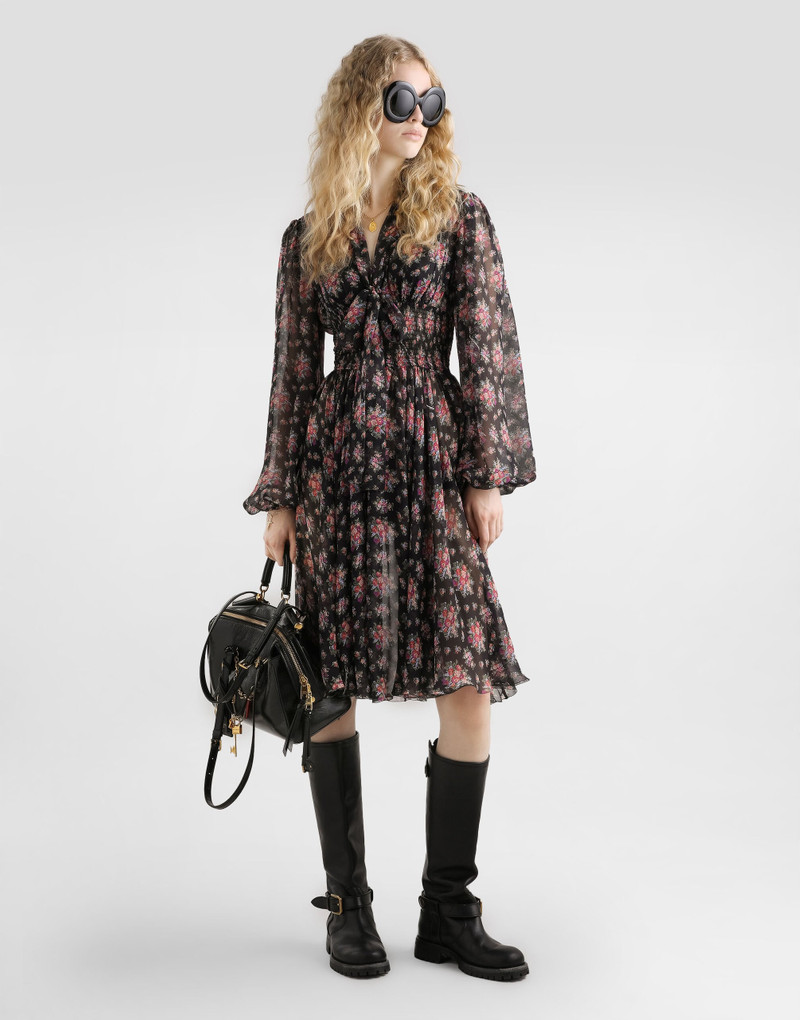 Dolce & Gabbana Small flower bouquets-print chiffon dress outlook