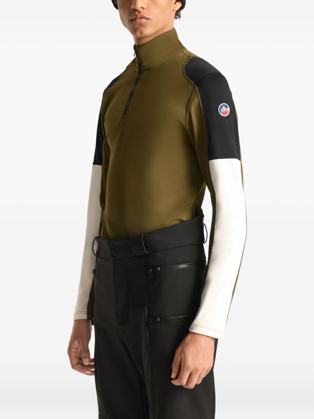 colourblock half-zip T-shirt - 4