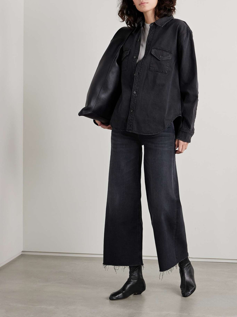 Citizens of Humanity Lyra frayed cropped high-rise wide-leg jeans Black outlook