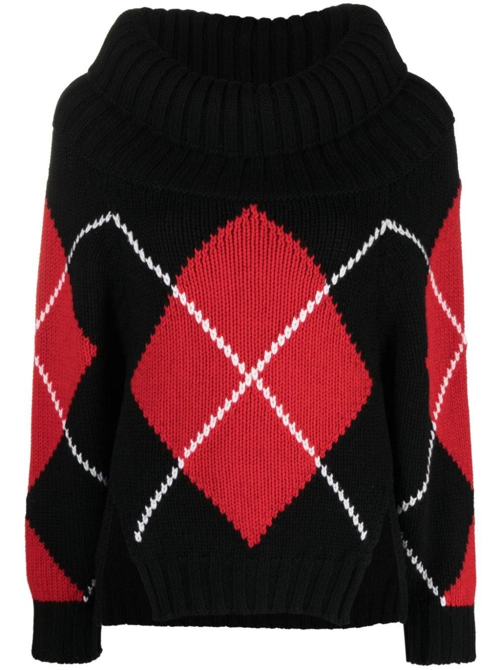 argyle-patterned wool jumper - 1