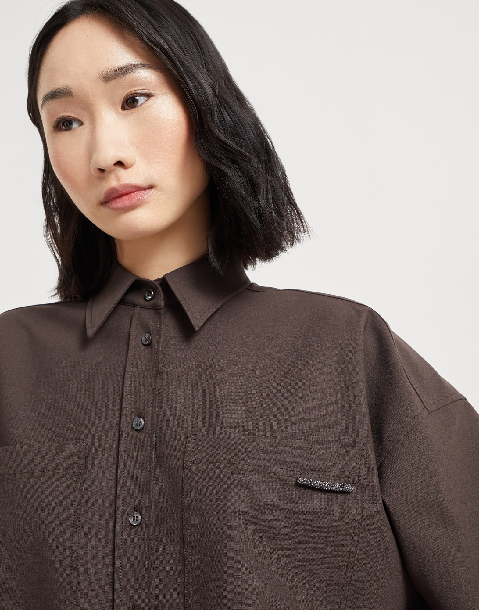 Tropical luxury wool shirt with shiny tab - 3
