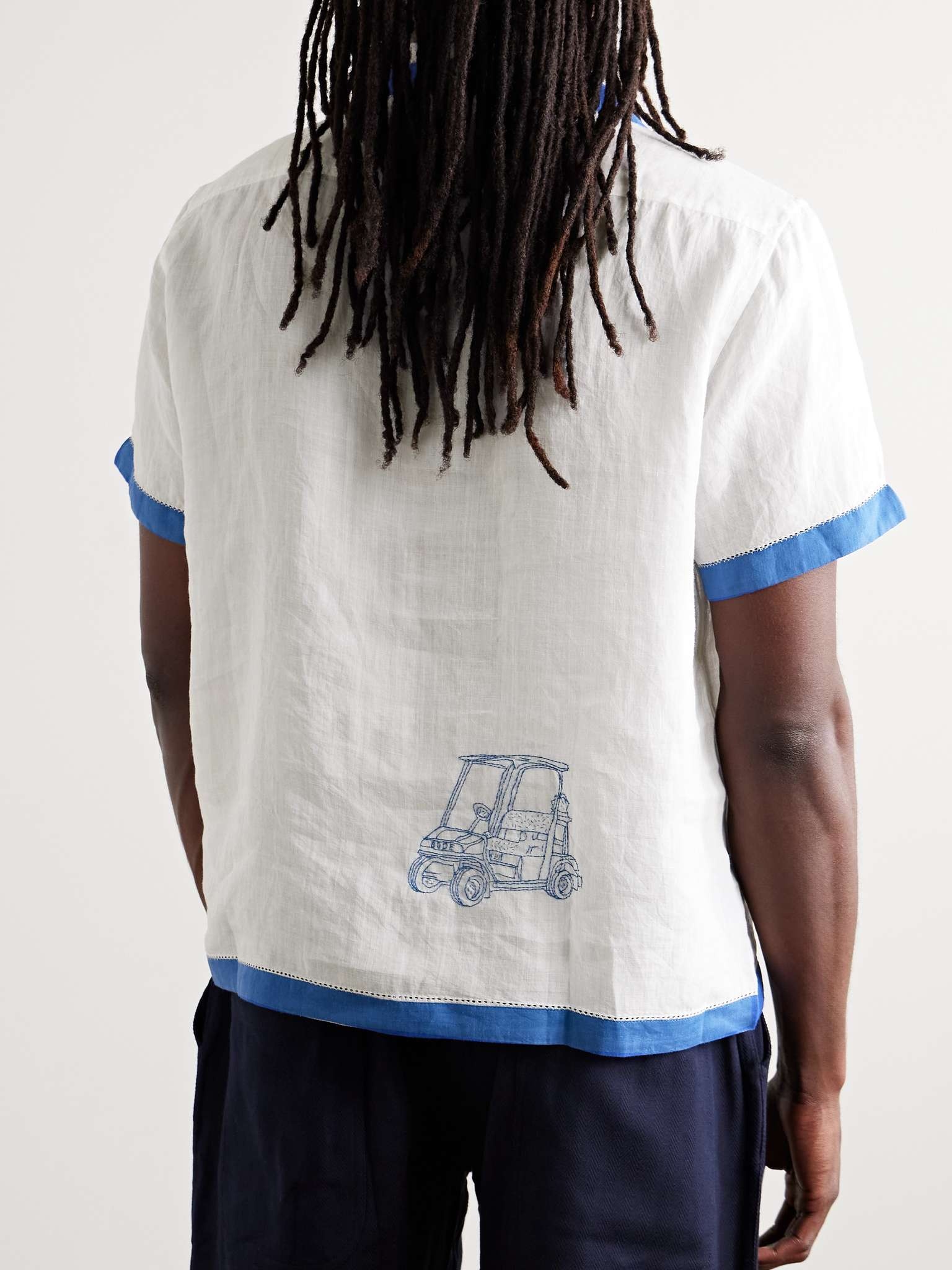 Club Champion Camp-Collar Embroidered Linen Shirt - 3