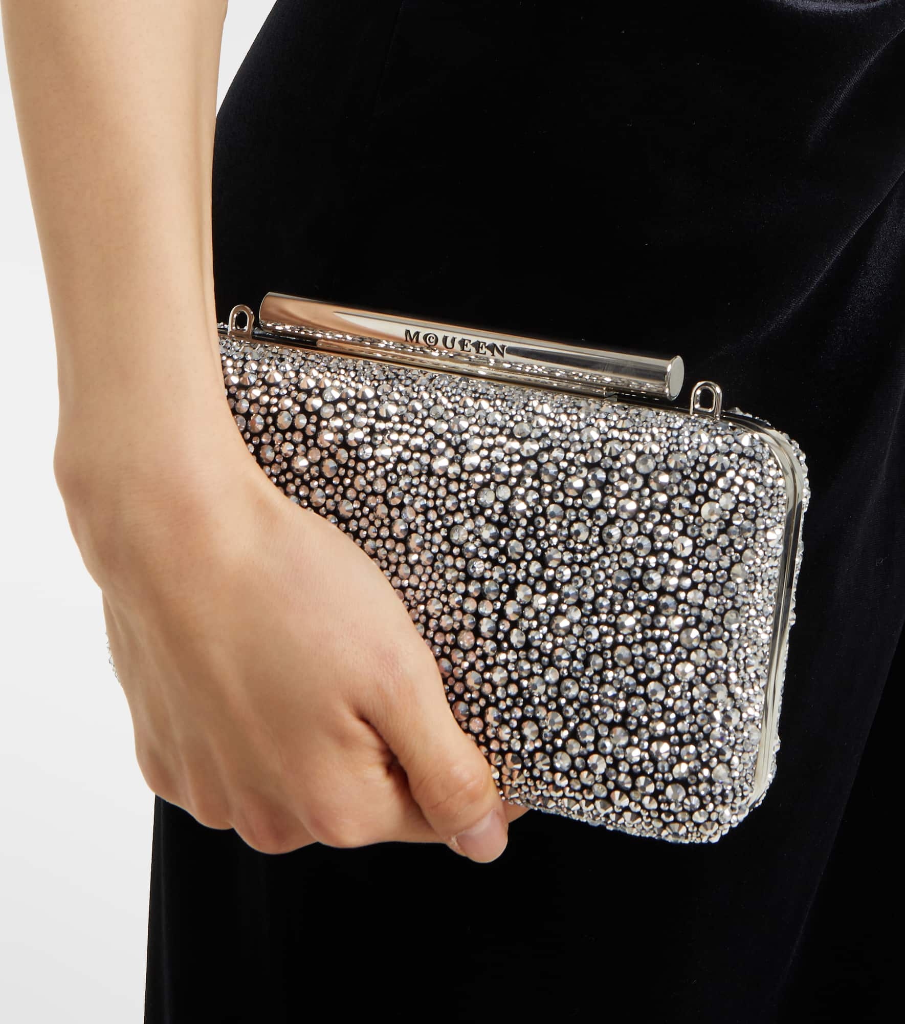 T-Bar crystal-embellished leather box clutch - 5