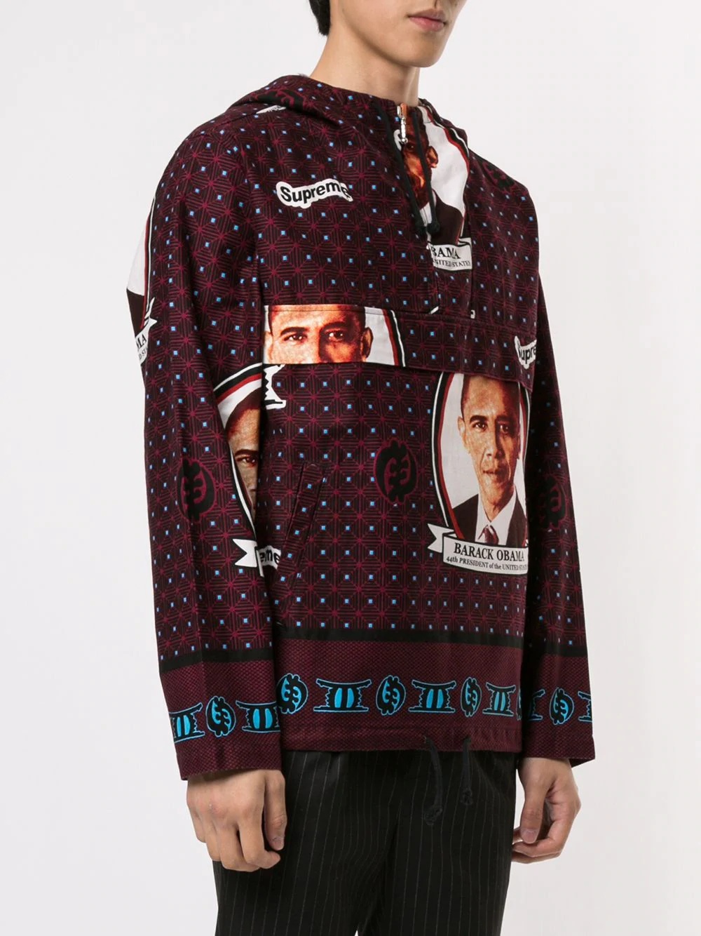 Obama-print hooded jacket - 3