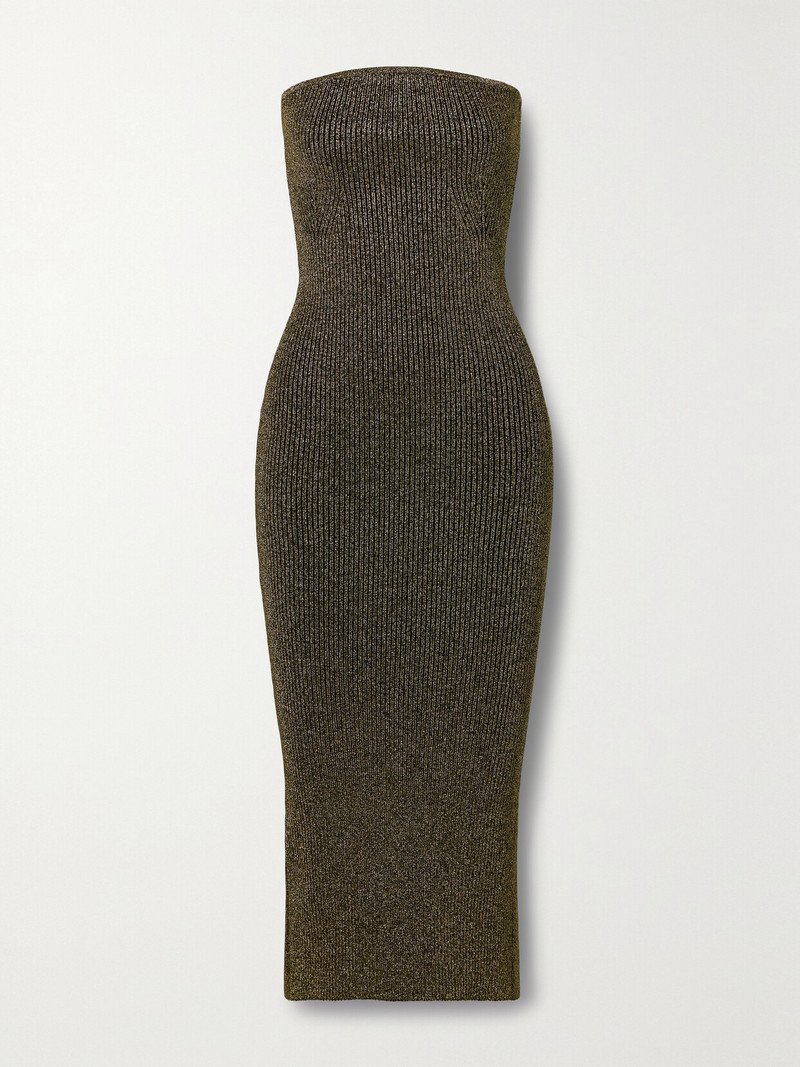 Rumer Metallic Ribbed-knit Midi Dress 1