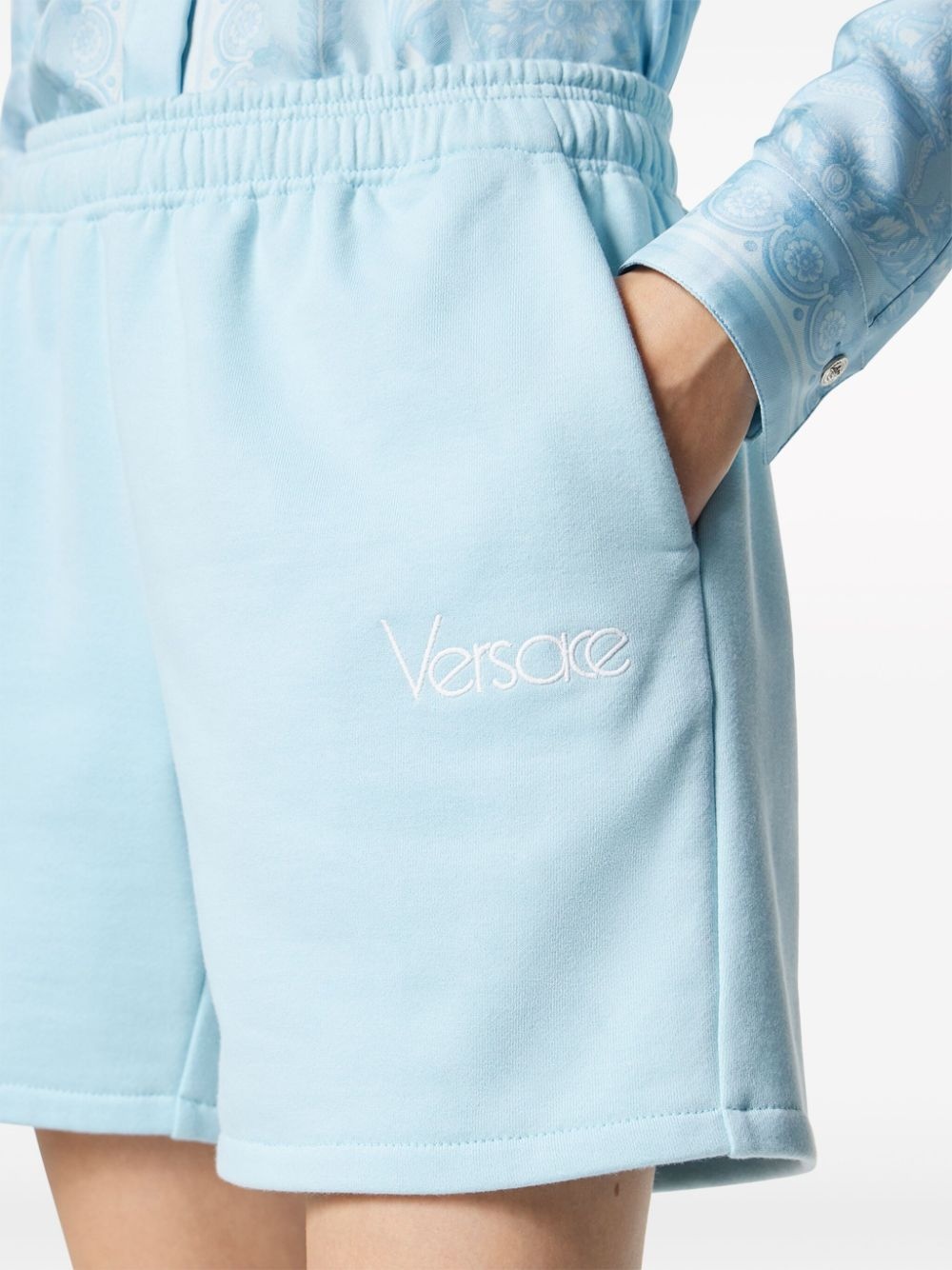 logo-print cotton track shorts - 4