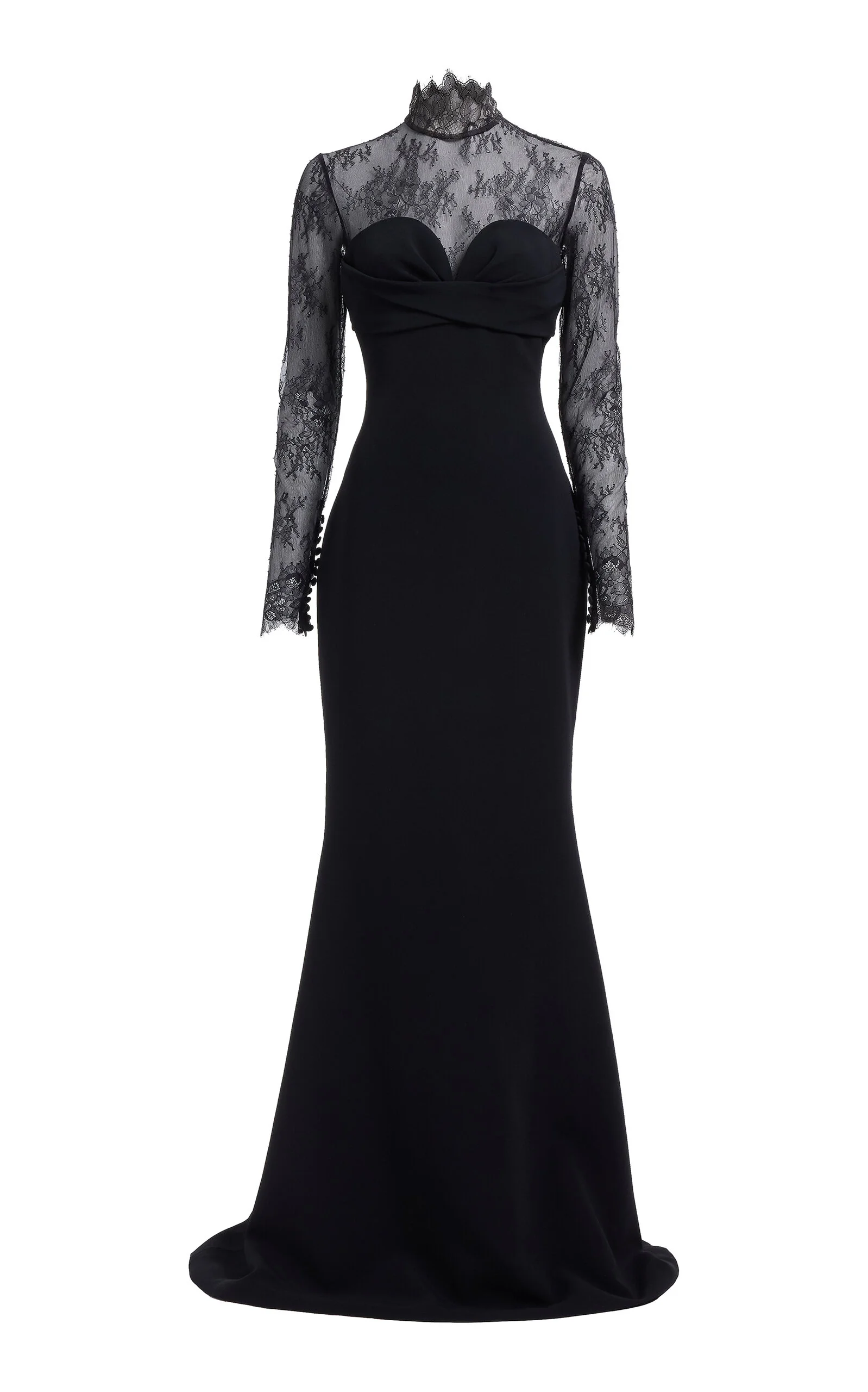 Long-Sleeve Cady-Lace Gown black - 1