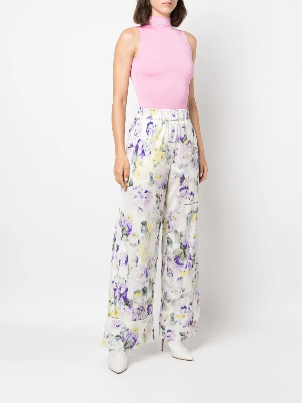floral print palazzo trousers - 3