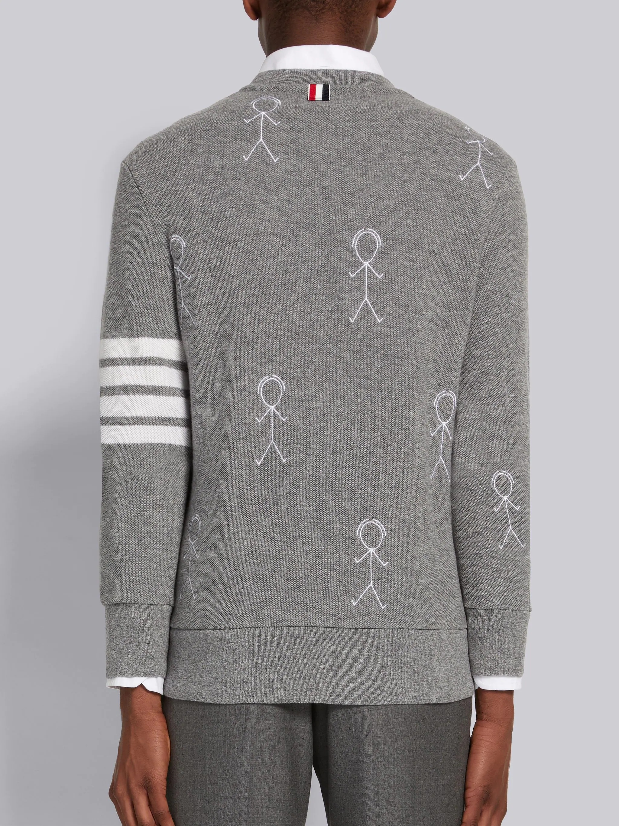 Light Grey Cashmere Pique 4-Bar Mr. Thom Half Drop Embroidered Sweatshirt - 3