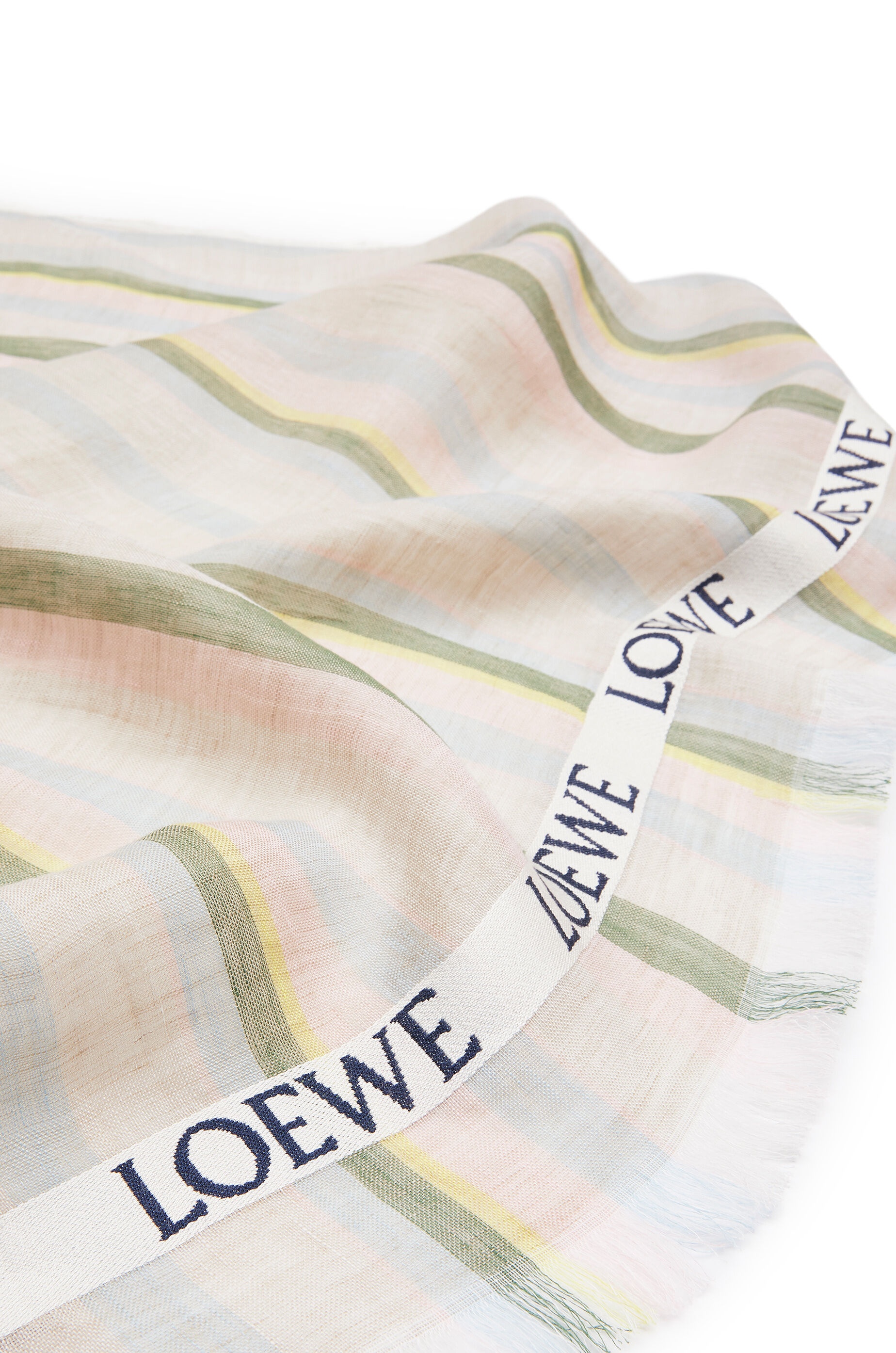 LOEWE scarf in striped linen and silk - 3