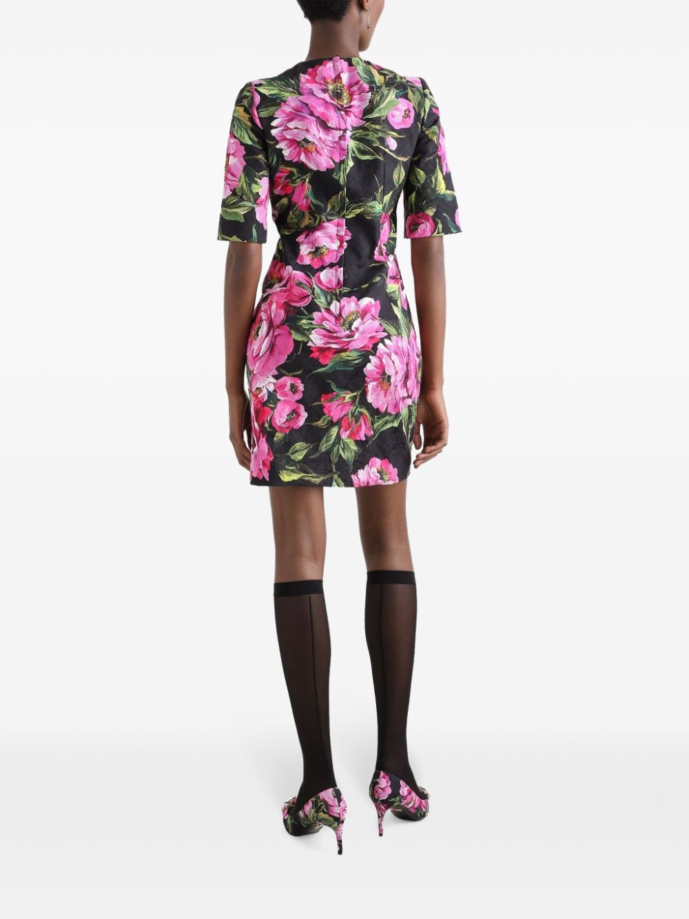 floral-print mini dress - 3