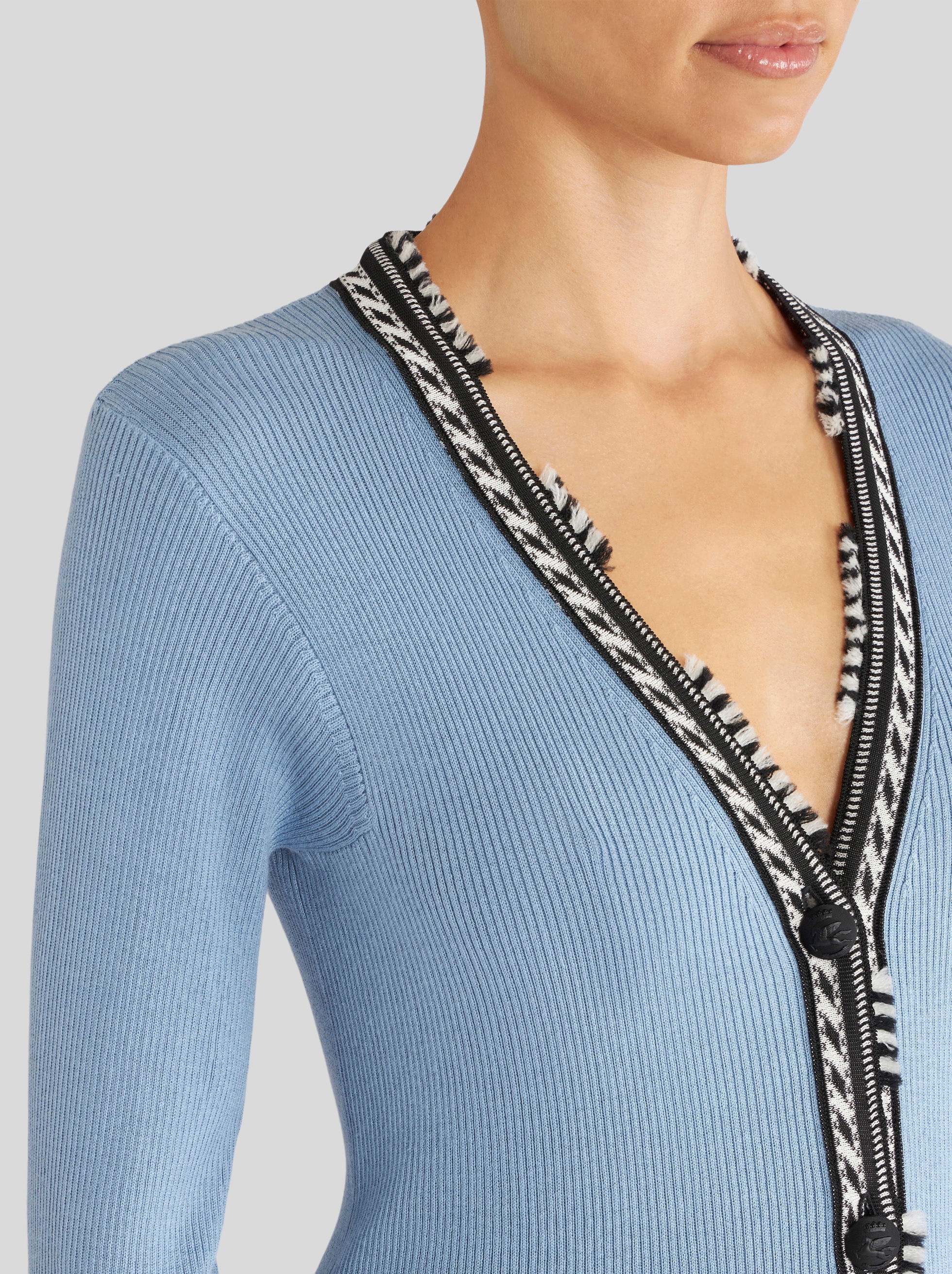CARDIGAN WITH GEOMETRIC BORDERS - 3