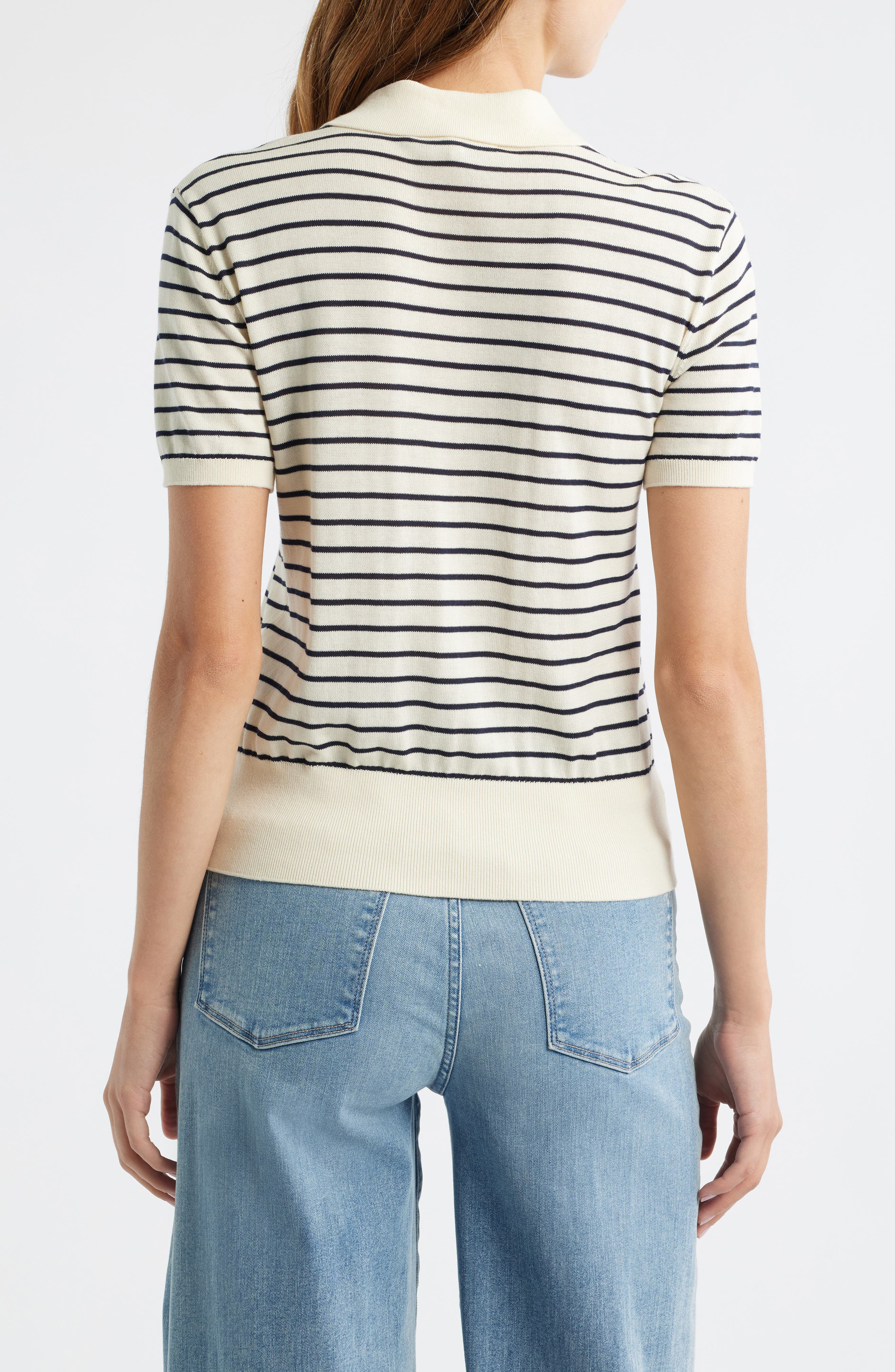FRAME The Keyhole Stripe Polo in Cream Multi at Nordstrom - 6
