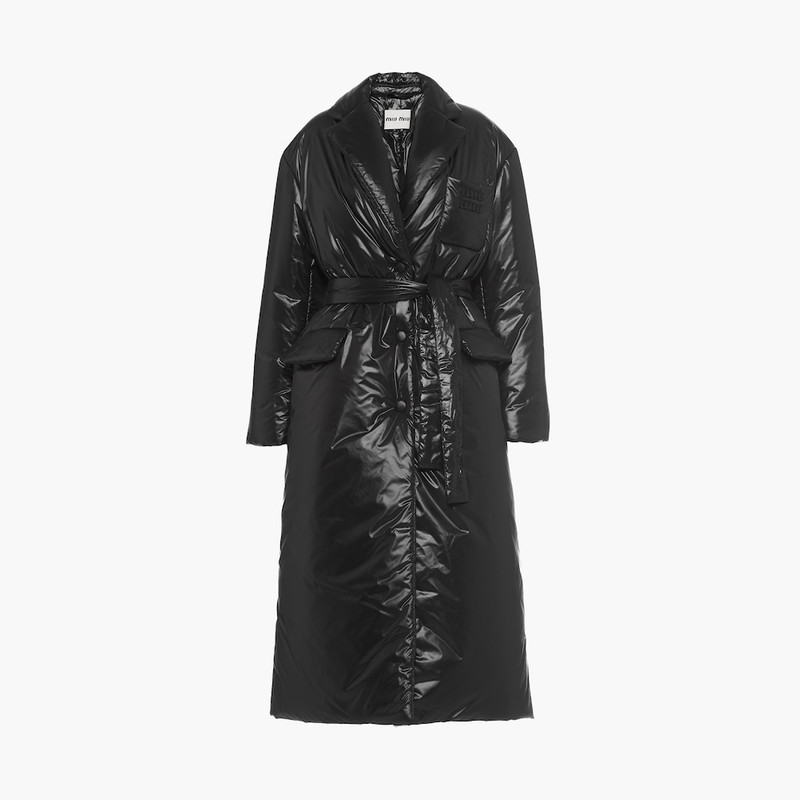 Belted nylon down coat 1