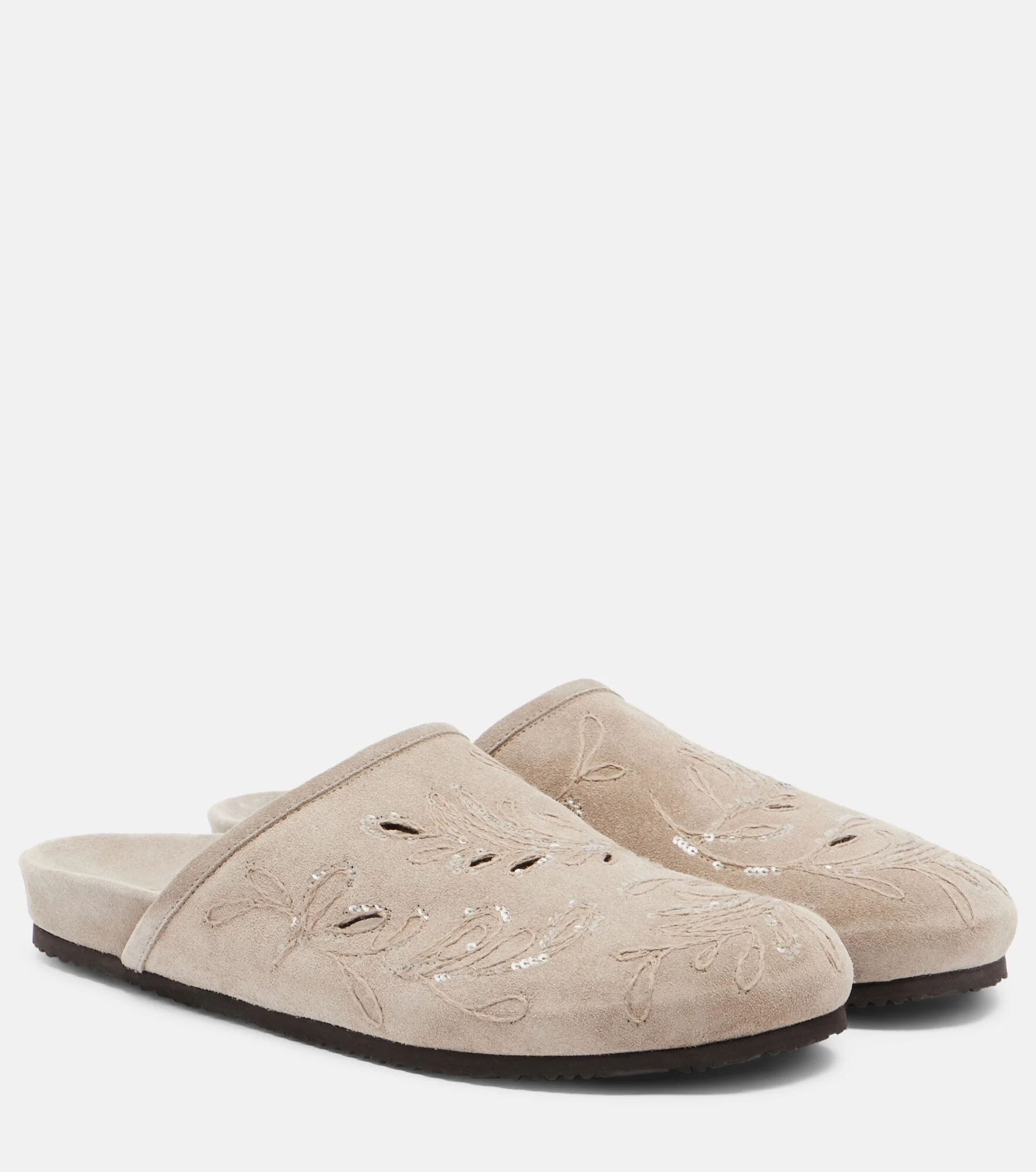 Sequined suede slides - 1