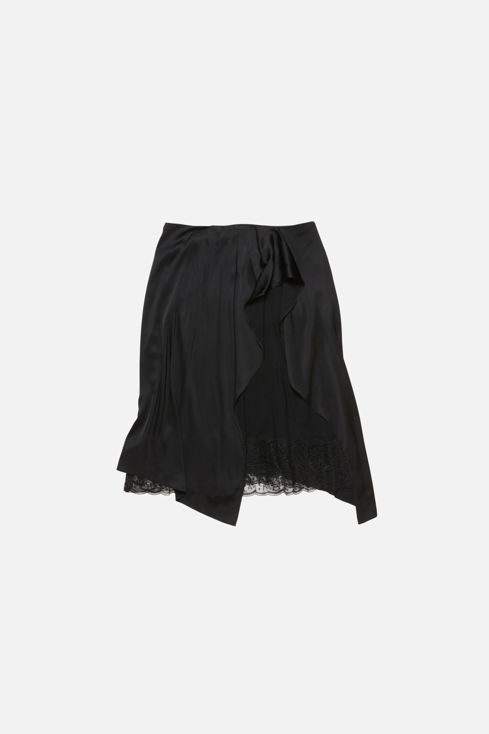 Layered Satin Skirt - Black - 6