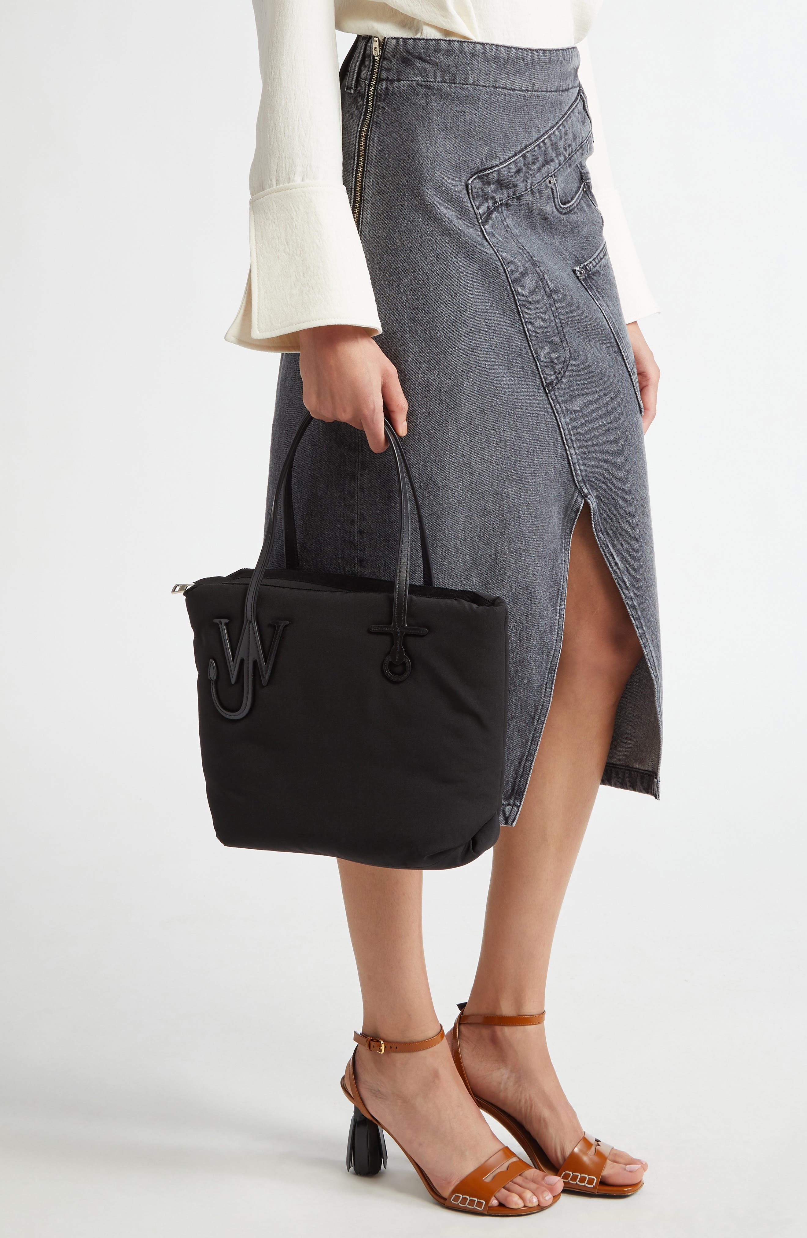 JW Anderson Small Anchor Puffy Canvas Tote in Black at Nordstrom - 2