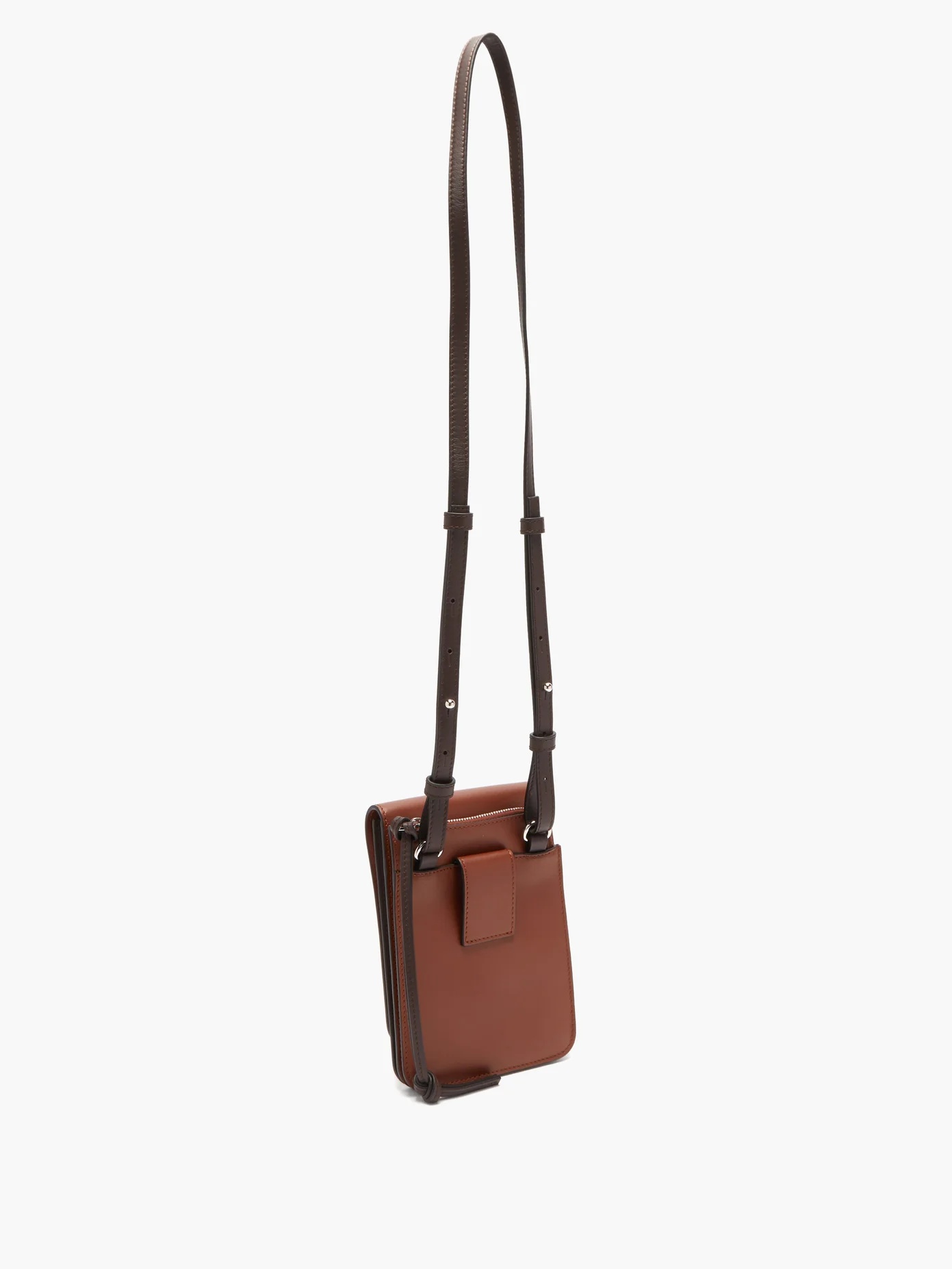 Gusset flat leather cross-body bag - 4