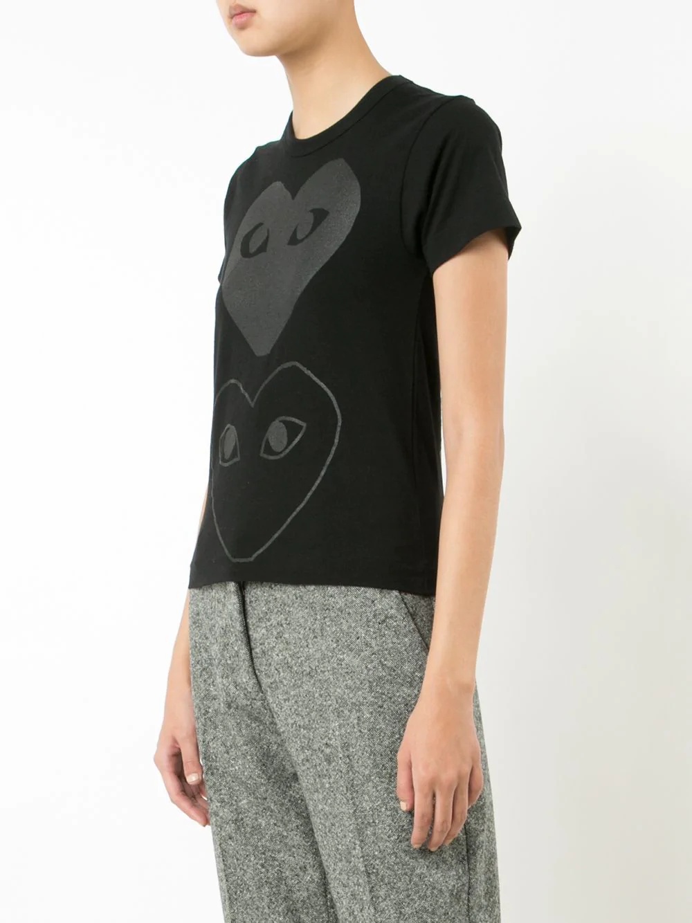 tonal heart print T-shirt - 3