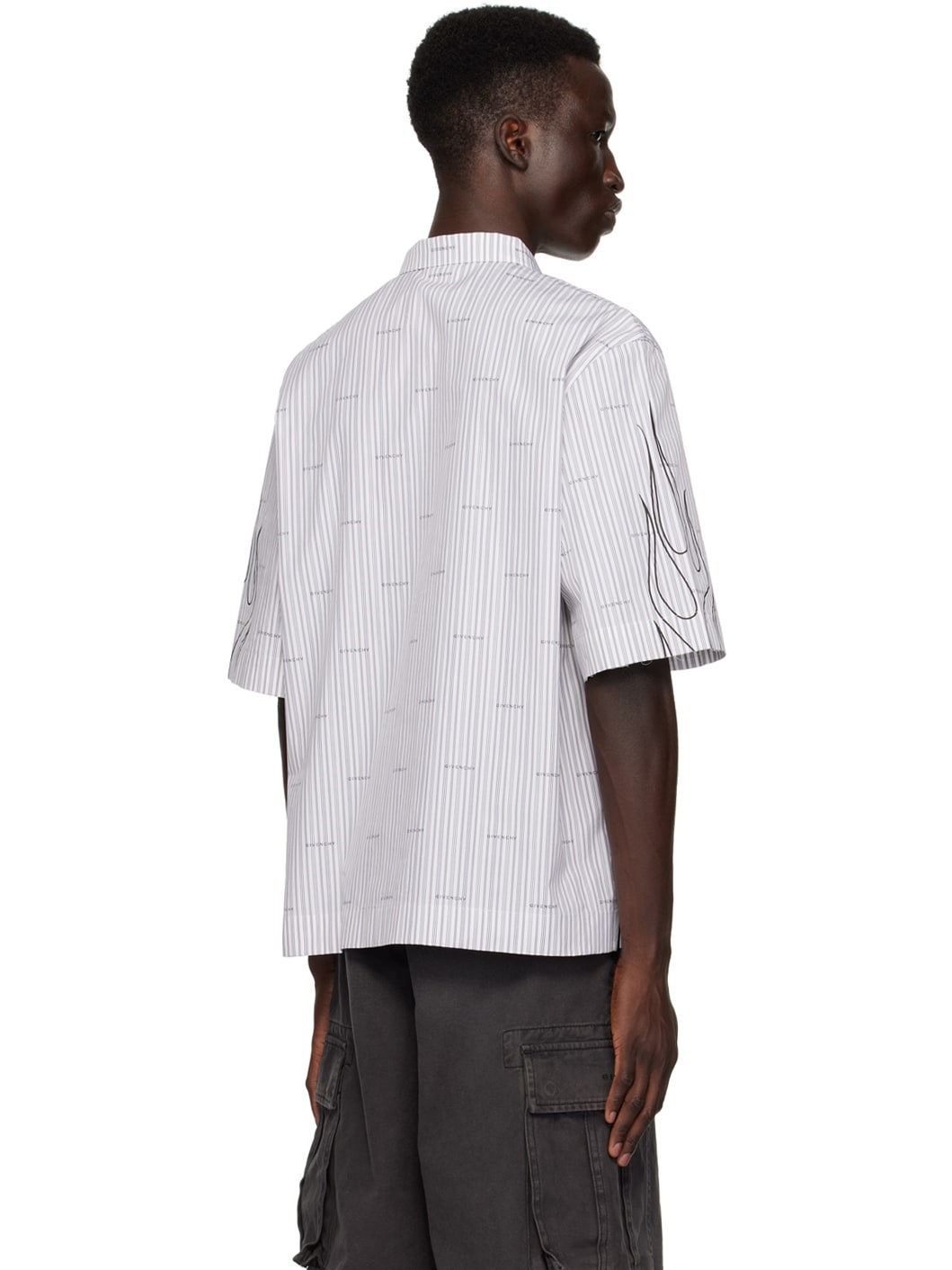 White & Gray Striped Shirt - 3