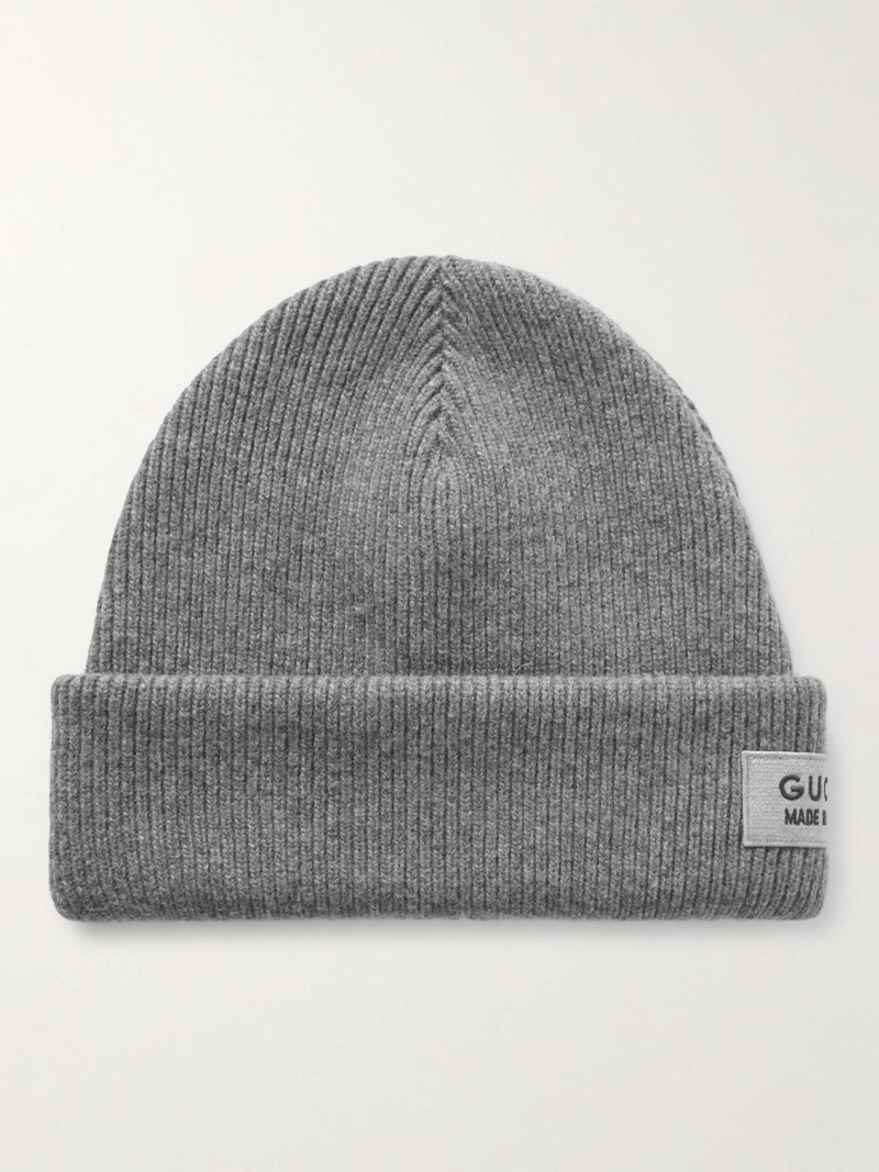 Logo-Appliquéd Ribbed Wool Beanie 1