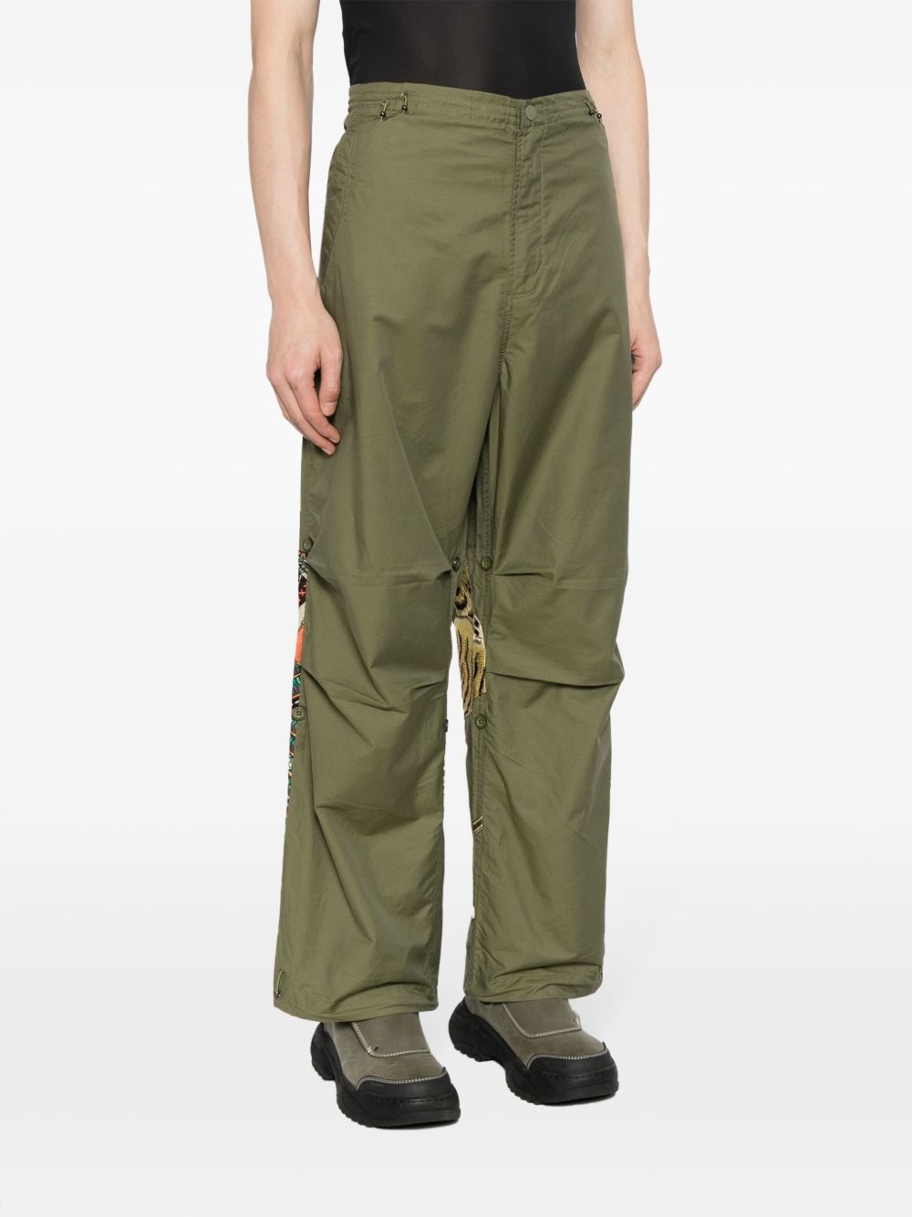 Tiger vs Samurai-embroidered cargo trousers - 4