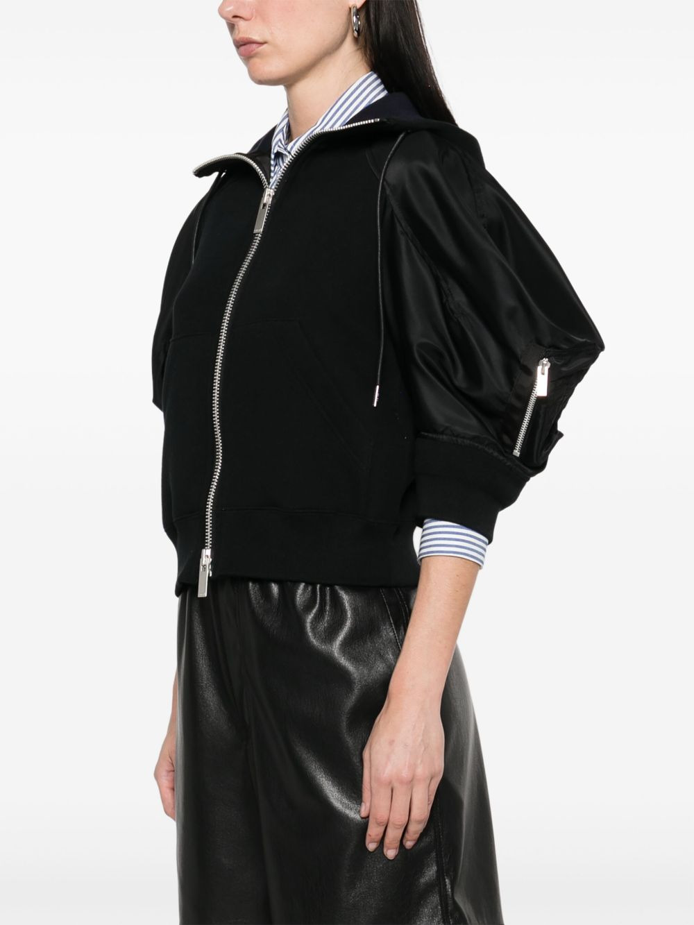 Sacai Women Cotton And Nylon Zipped Hoodie - 4
