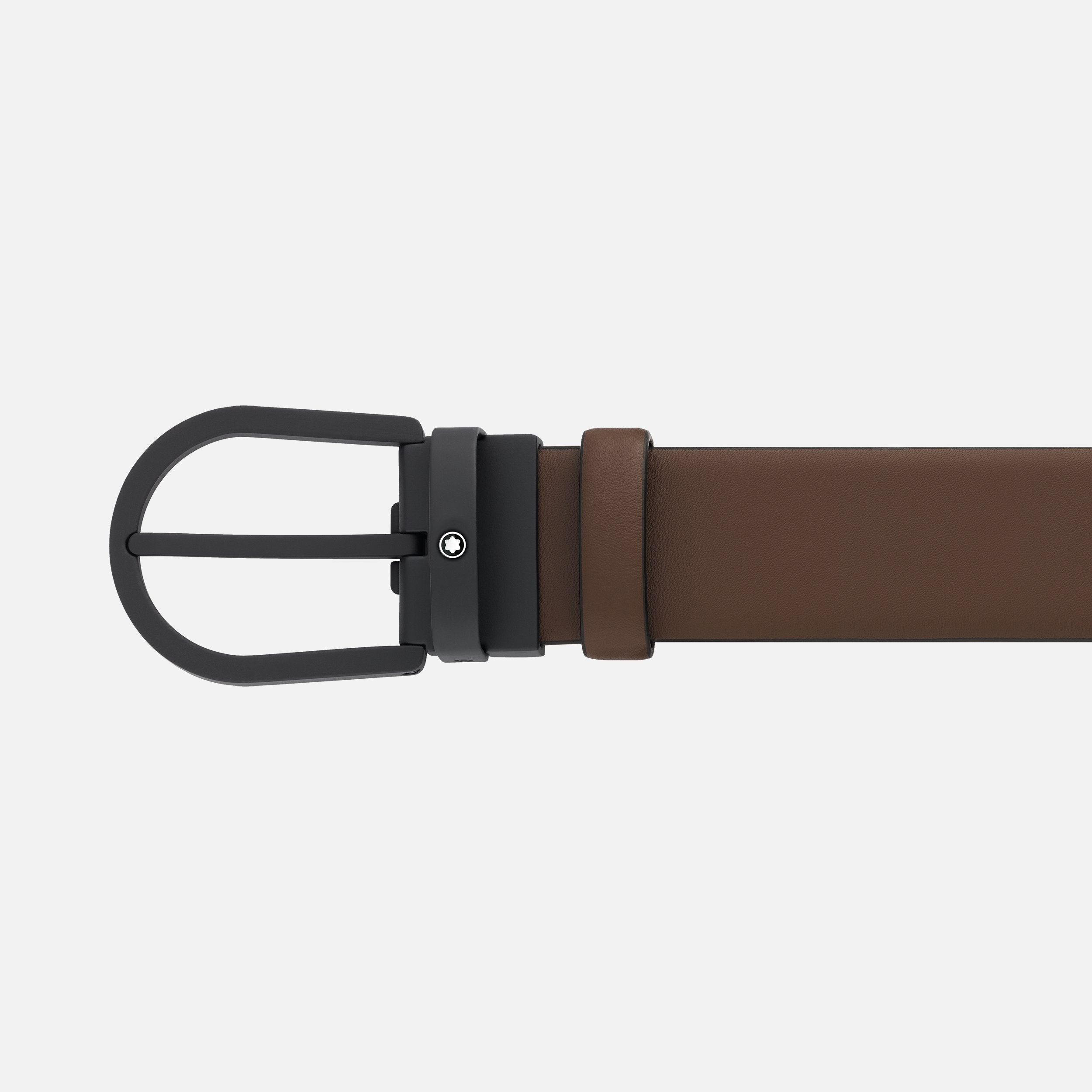 Horseshoe buckle brown 35 mm leather belt - 2