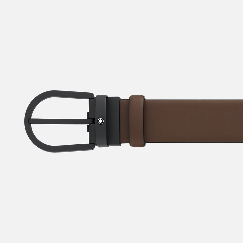 Montblanc Horseshoe buckle brown 35 mm leather belt outlook