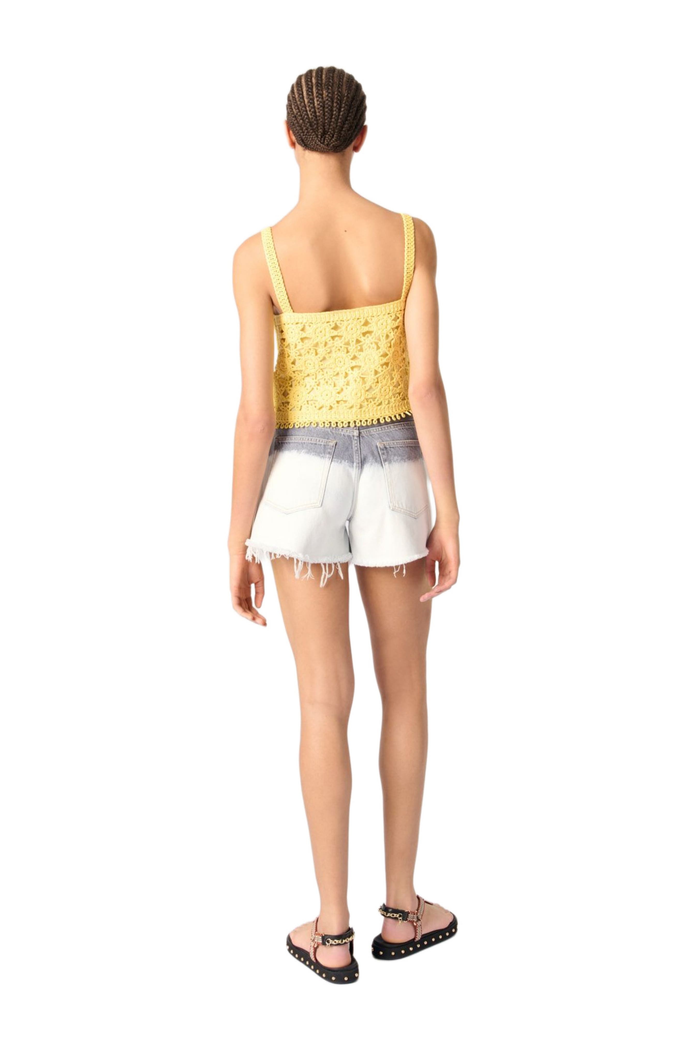maje Crochet-knit Crop Top in Yellow Banana at Nordstrom - 2