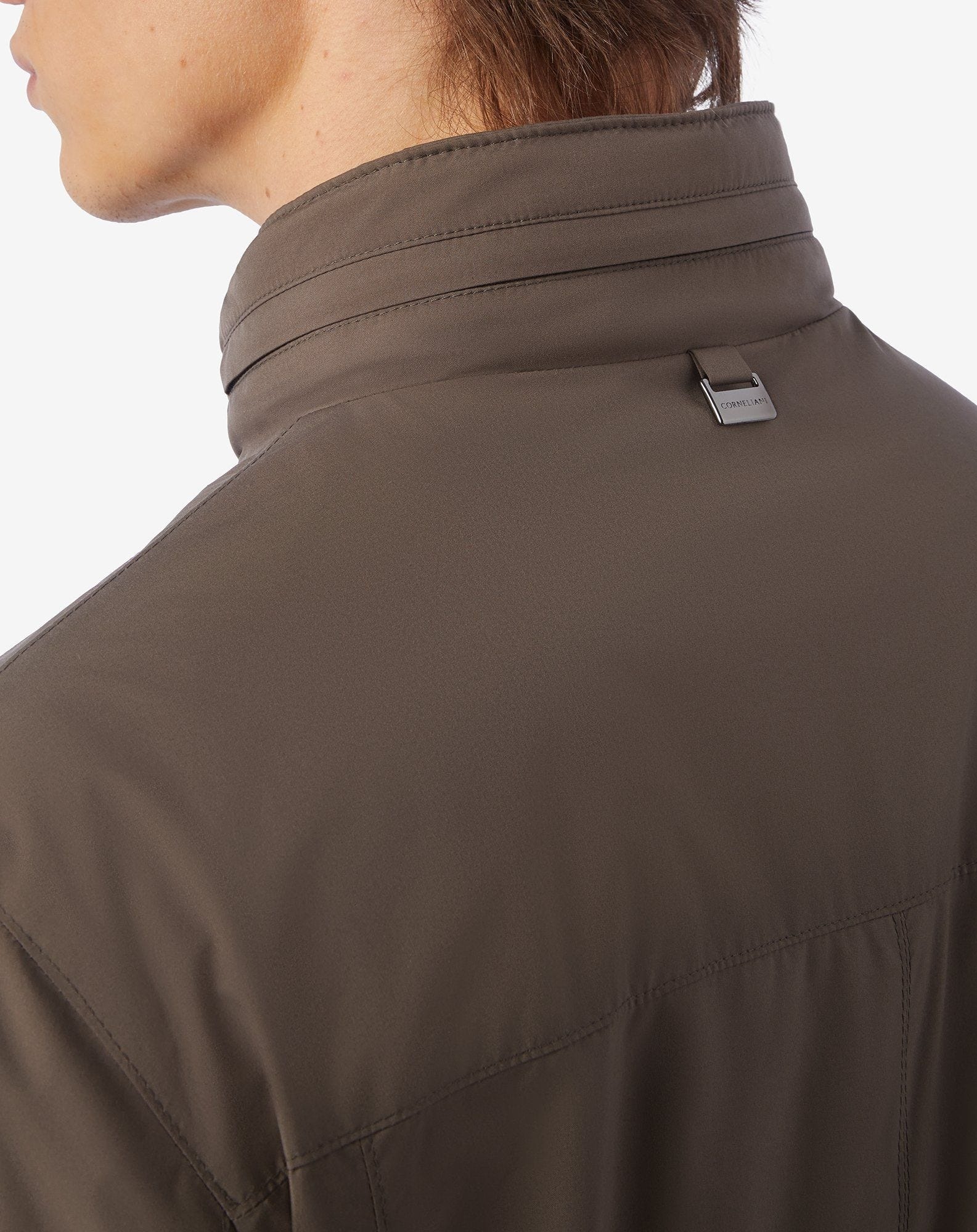 Brown technical poplin field jacket - 3