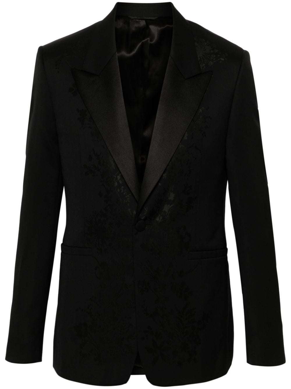 floral-jacquard single-breasted blazer - 1