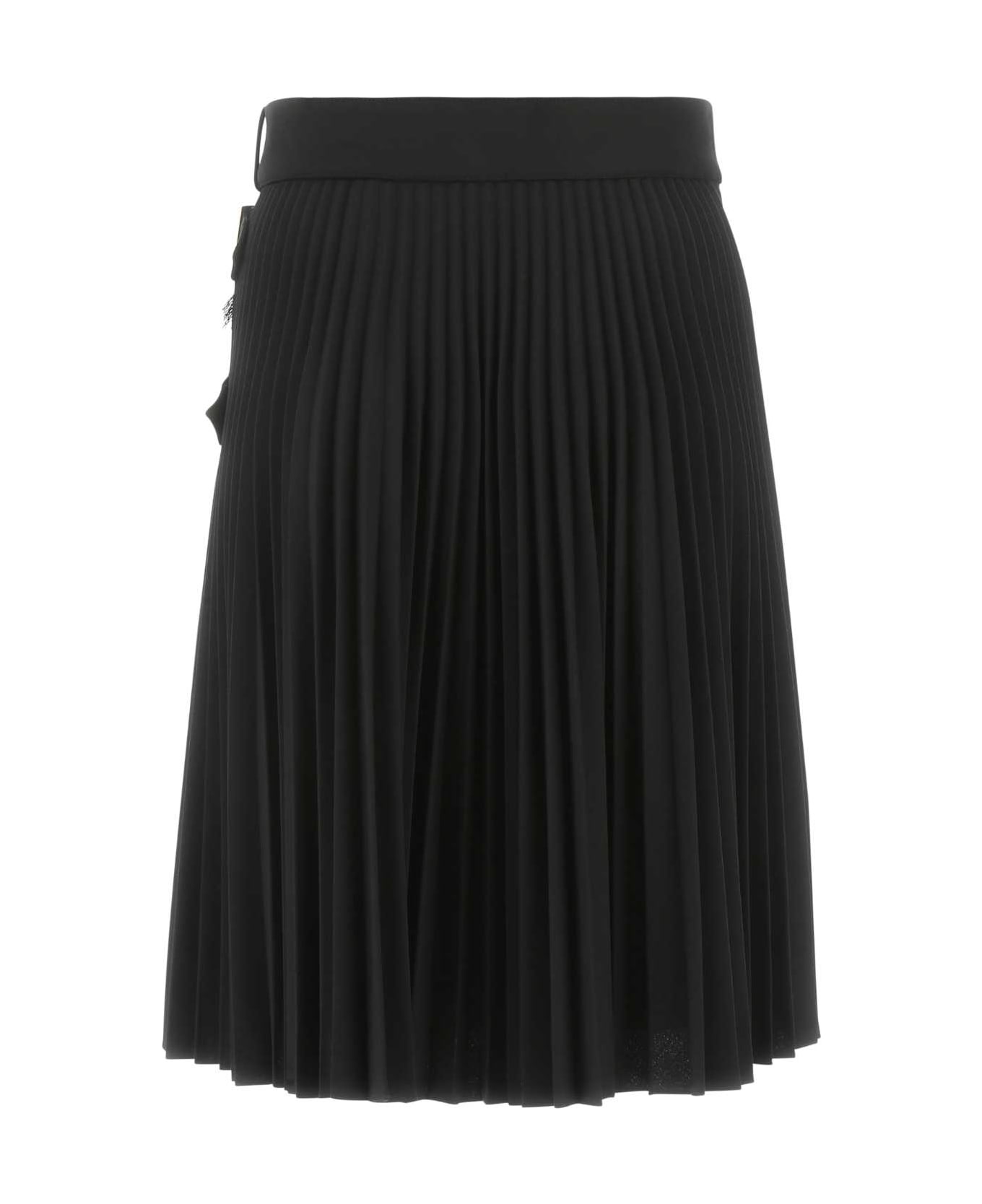 Black Stretch Polyester Blend Skirt - 2